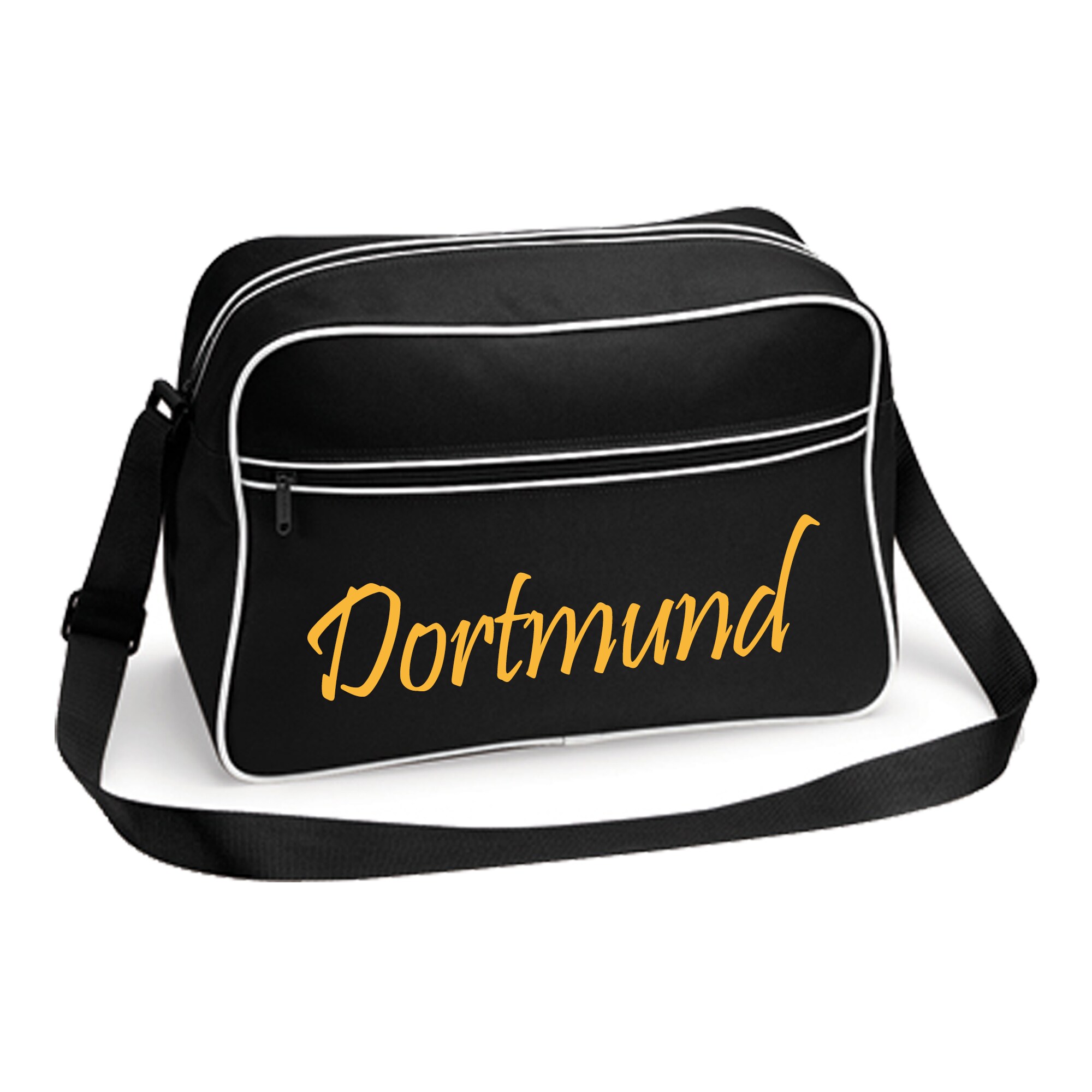 multifanshop Retrotasche - Dortmund - Schriftzug - Druck gelb - Tasche 