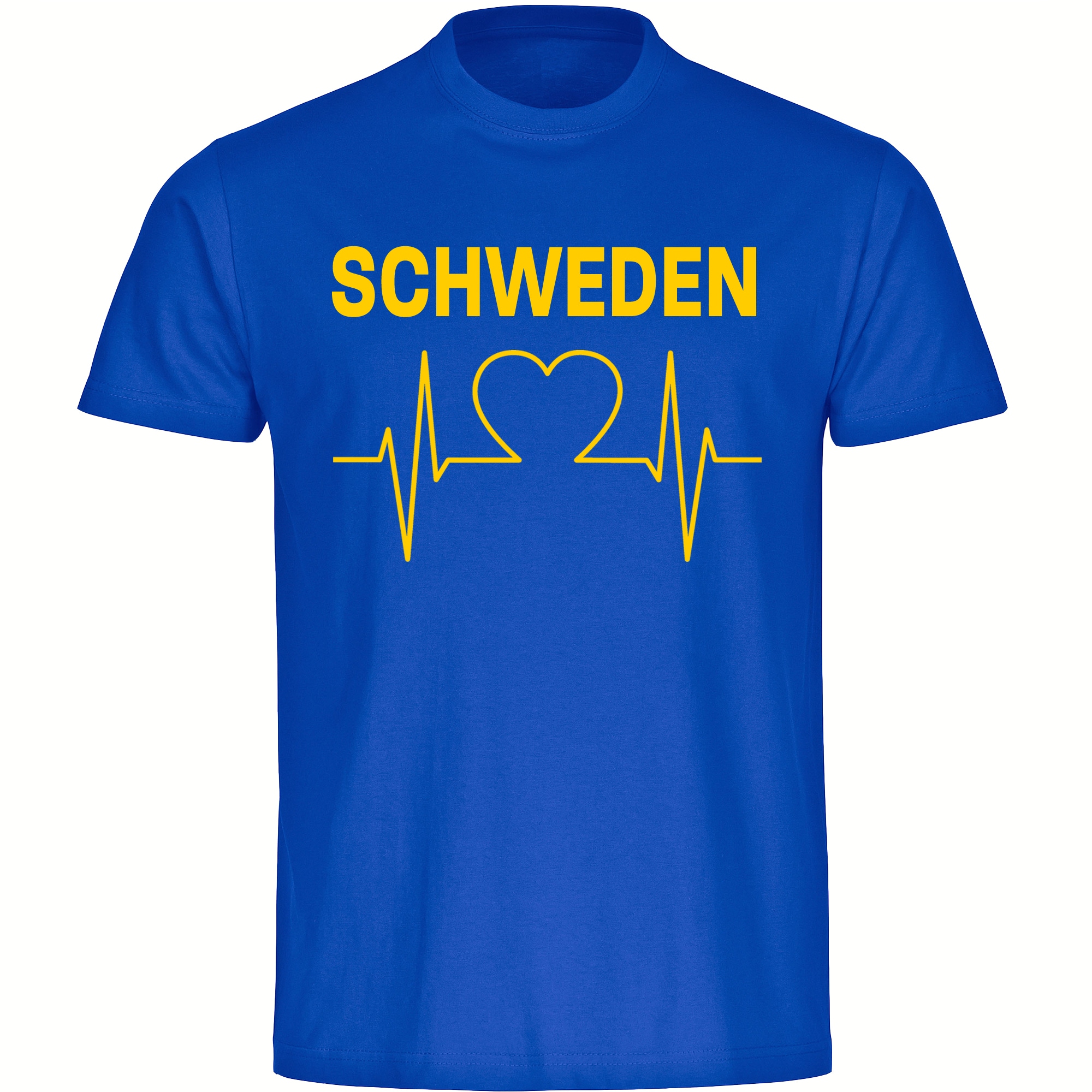 multifanshop Herren T-Shirt - Schweden - Herzschlag - Druck gelb - M&auml;nner 