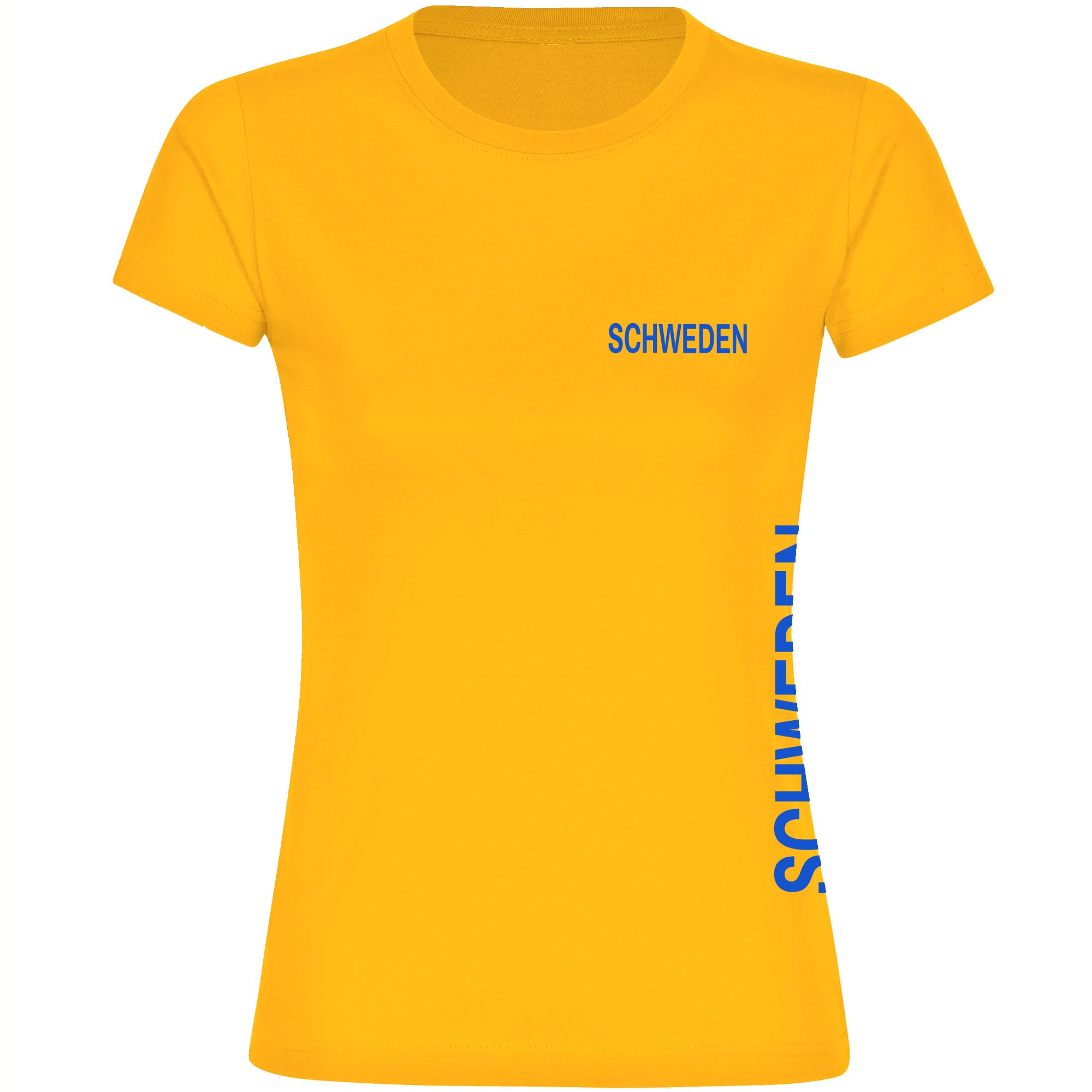 multifanshop Damen T-Shirt - Schweden - Brust & Seite - Druck blau - Frauen 