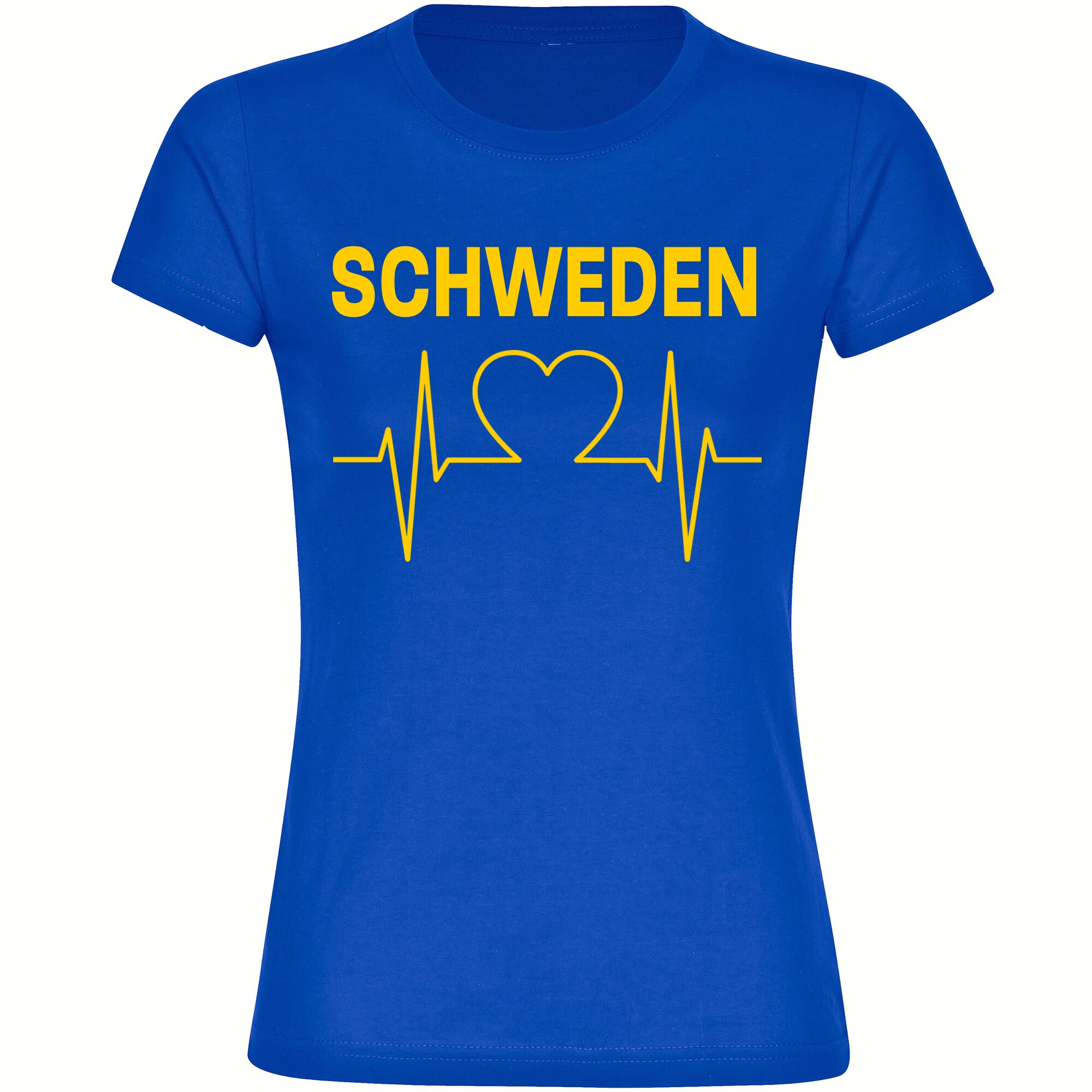 multifanshop Damen T-Shirt - Schweden - Herzschlag - Druck gelb - Frauen 