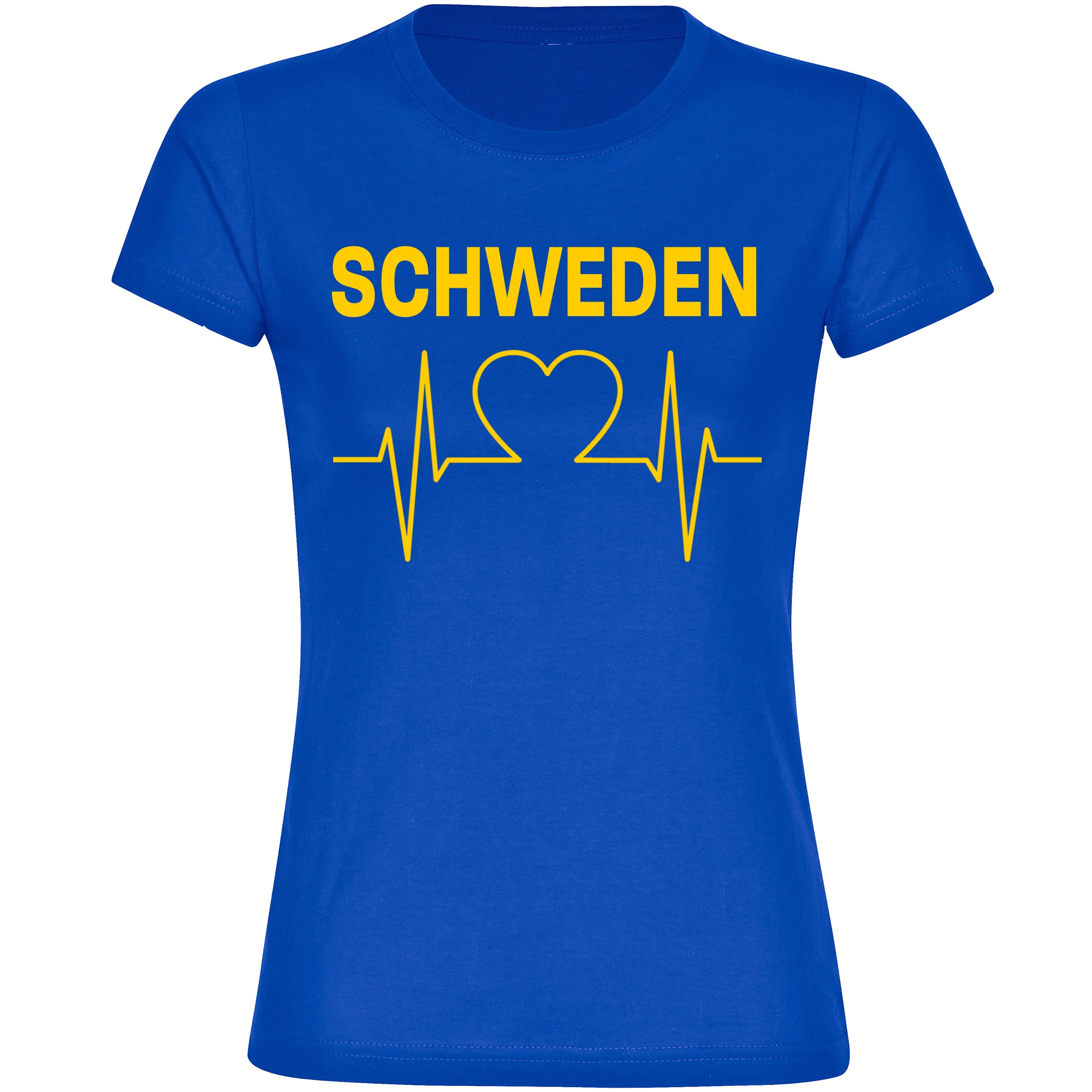 multifanshop Damen T-Shirt - Schweden - Herzschlag - Druck gelb - Frauen 