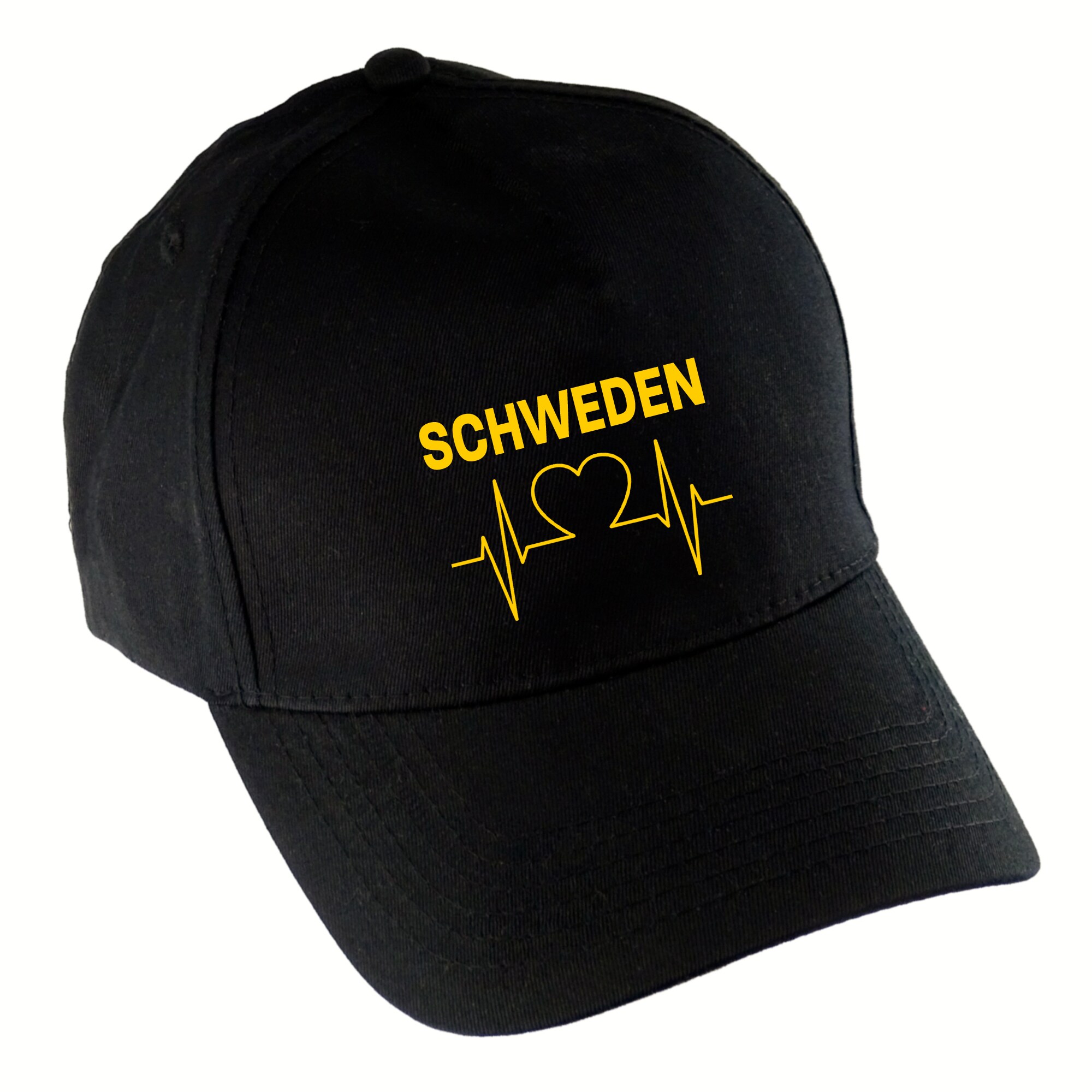 multifanshop Baseballcap - Schweden - Herzschlag - Druck gelb - M&uuml;tze 