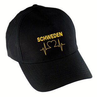 multifanshop Baseballcap - Schweden - Herzschlag - Druck gelb - Mütze 