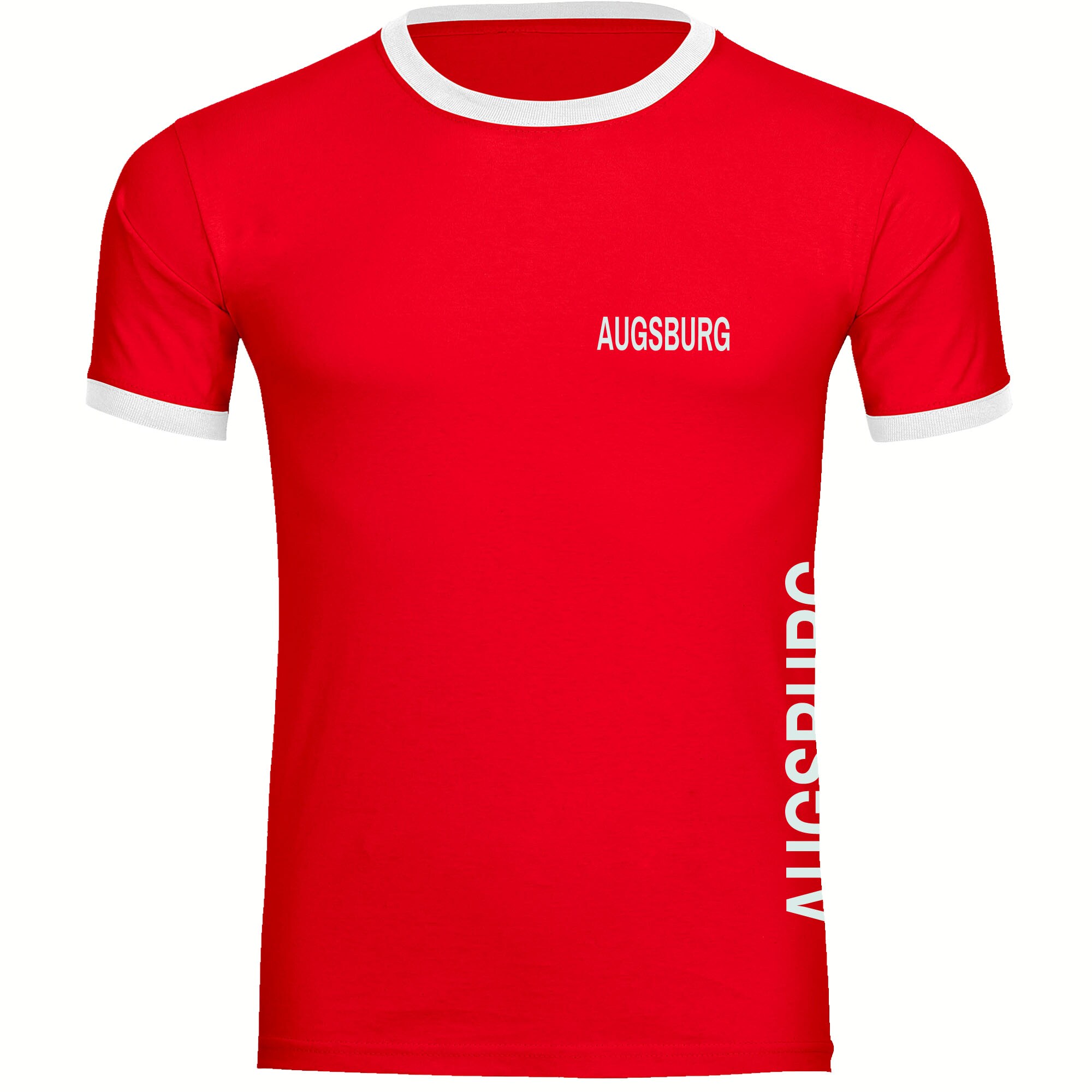 multifanshop Kontrast T-Shirt - Augsburg - Brust & Seite - Druck wei&szlig; - M&auml;nner 