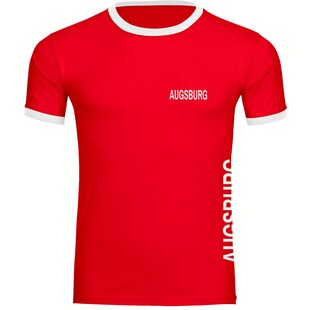 multifanshop Kontrast T-Shirt - Augsburg - Brust & Seite - Druck weiß - Männer 
