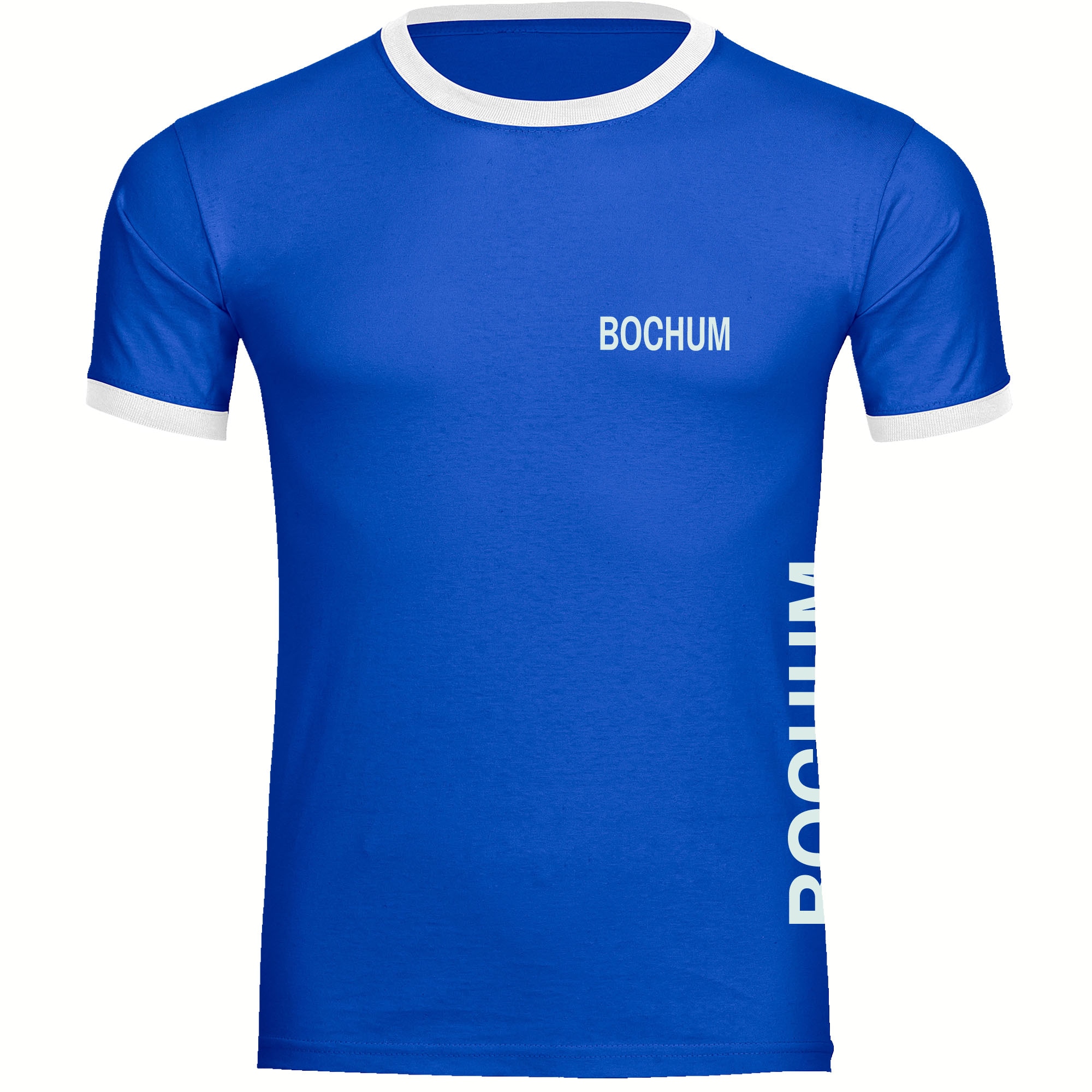 multifanshop Kontrast T-Shirt - Bochum - Brust & Seite - Druck wei&szlig; - M&auml;nner 