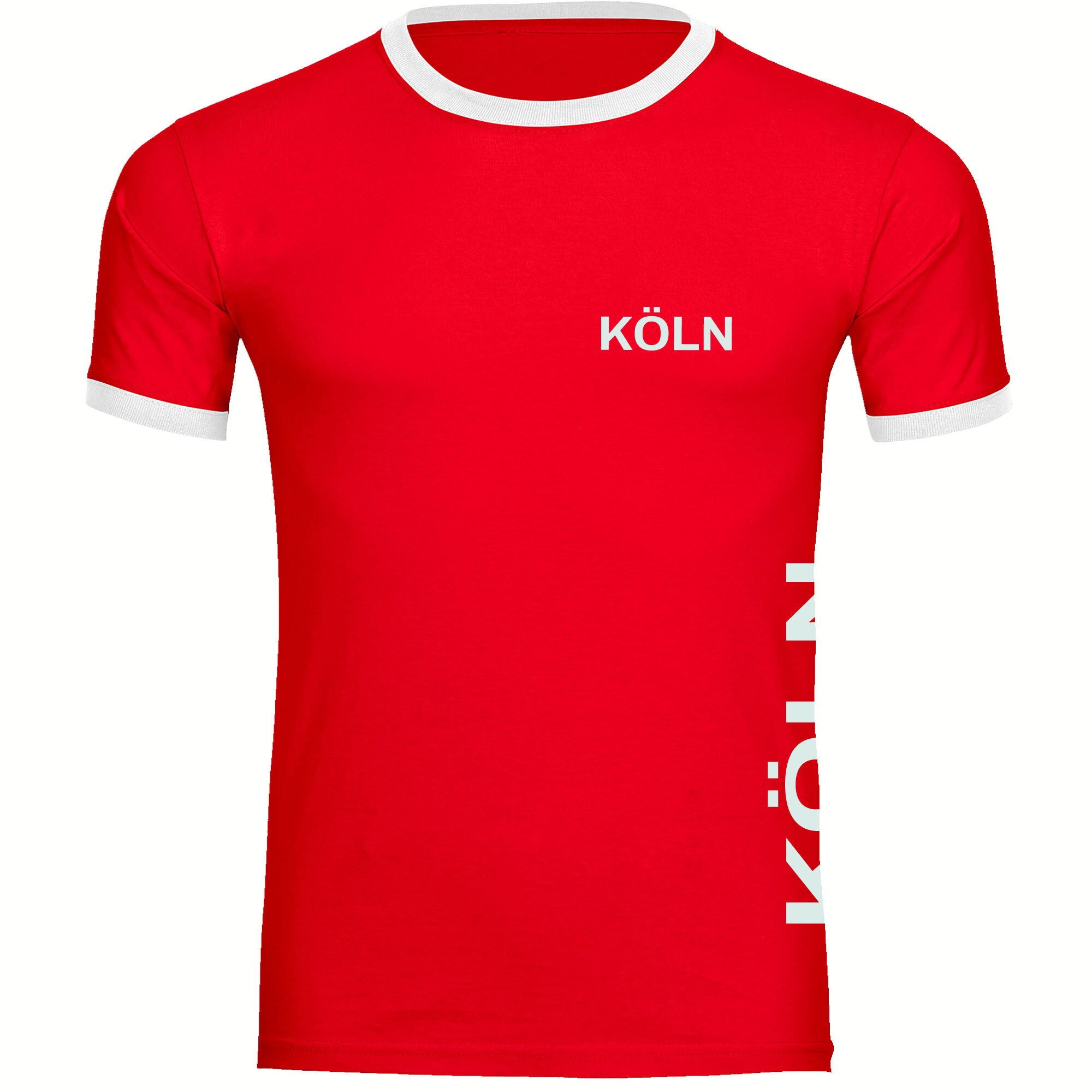 multifanshop Kontrast T-Shirt - K&ouml;ln - Brust & Seite - Druck wei&szlig; - M&auml;nner 