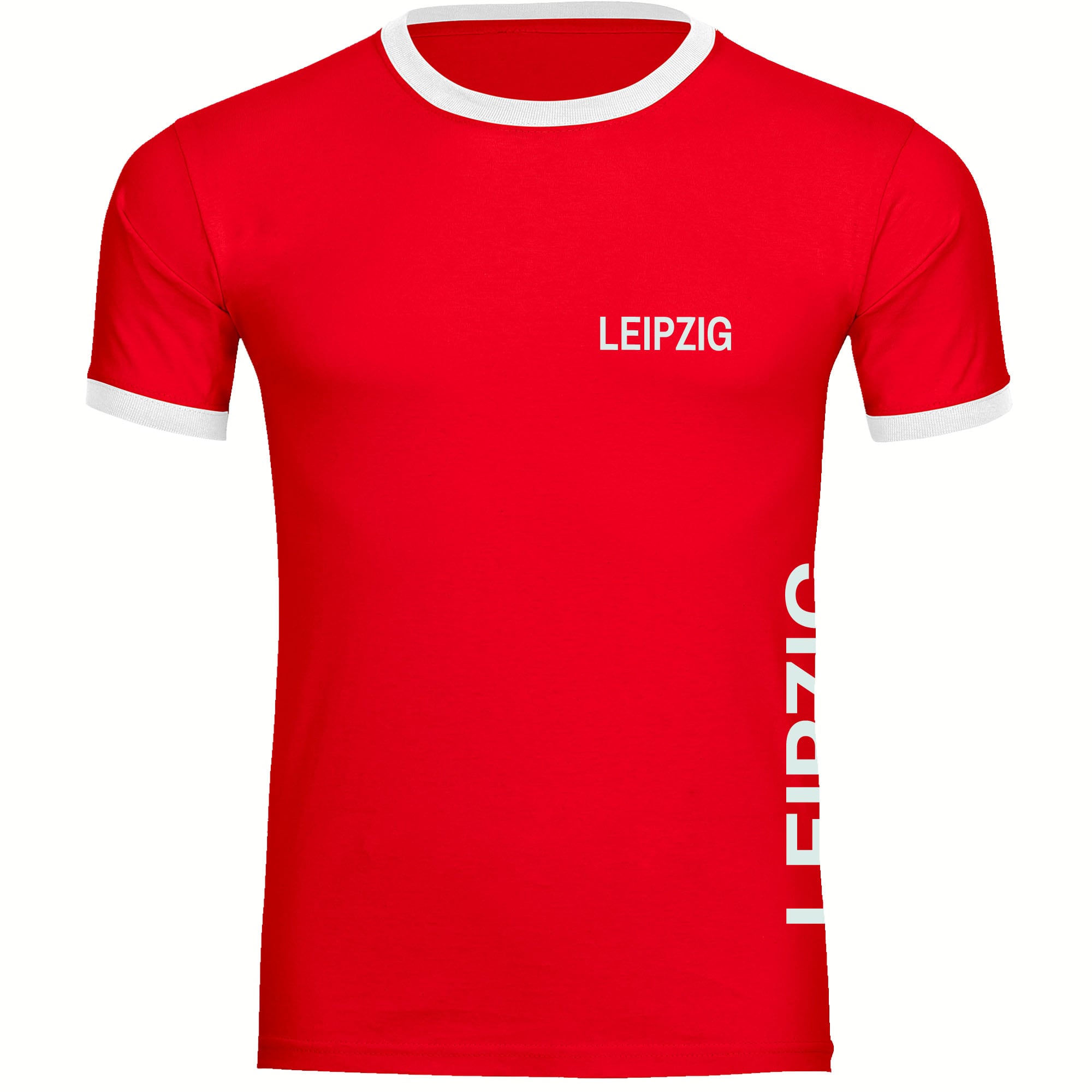 multifanshop Kontrast T-Shirt - Leipzig - Brust & Seite - Druck wei&szlig; - M&auml;nner 