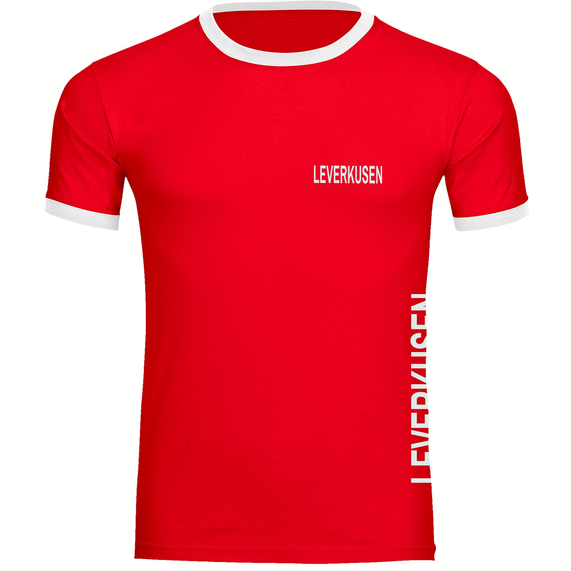 multifanshop Kontrast T-Shirt - Leverkusen - Brust & Seite - Druck wei&szlig; - M&auml;nner 