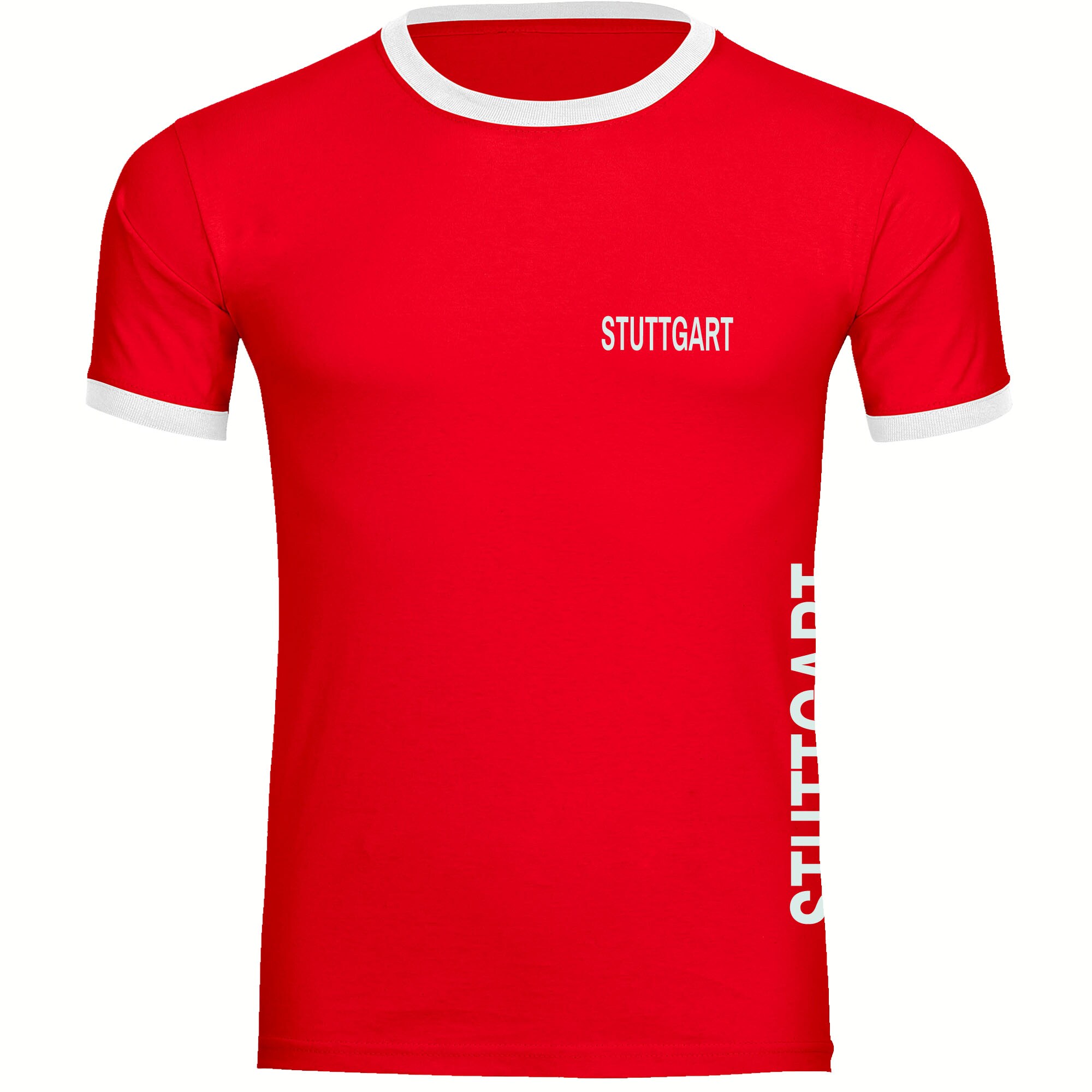 multifanshop Kontrast T-Shirt - Stuttgart - Brust & Seite - Druck wei&szlig; - M&auml;nner 