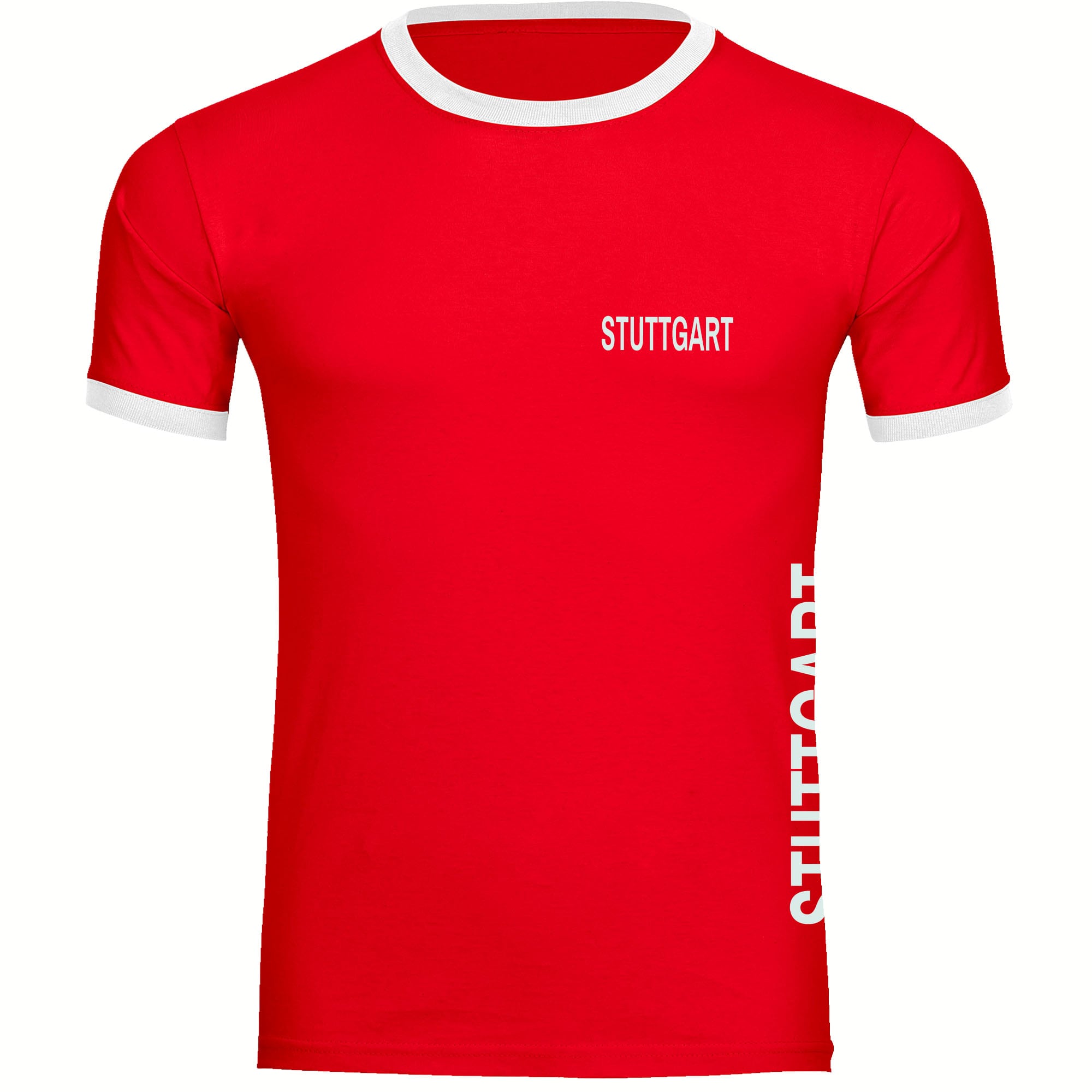 multifanshop Kontrast T-Shirt - Stuttgart - Brust & Seite - Druck wei&szlig; - M&auml;nner 