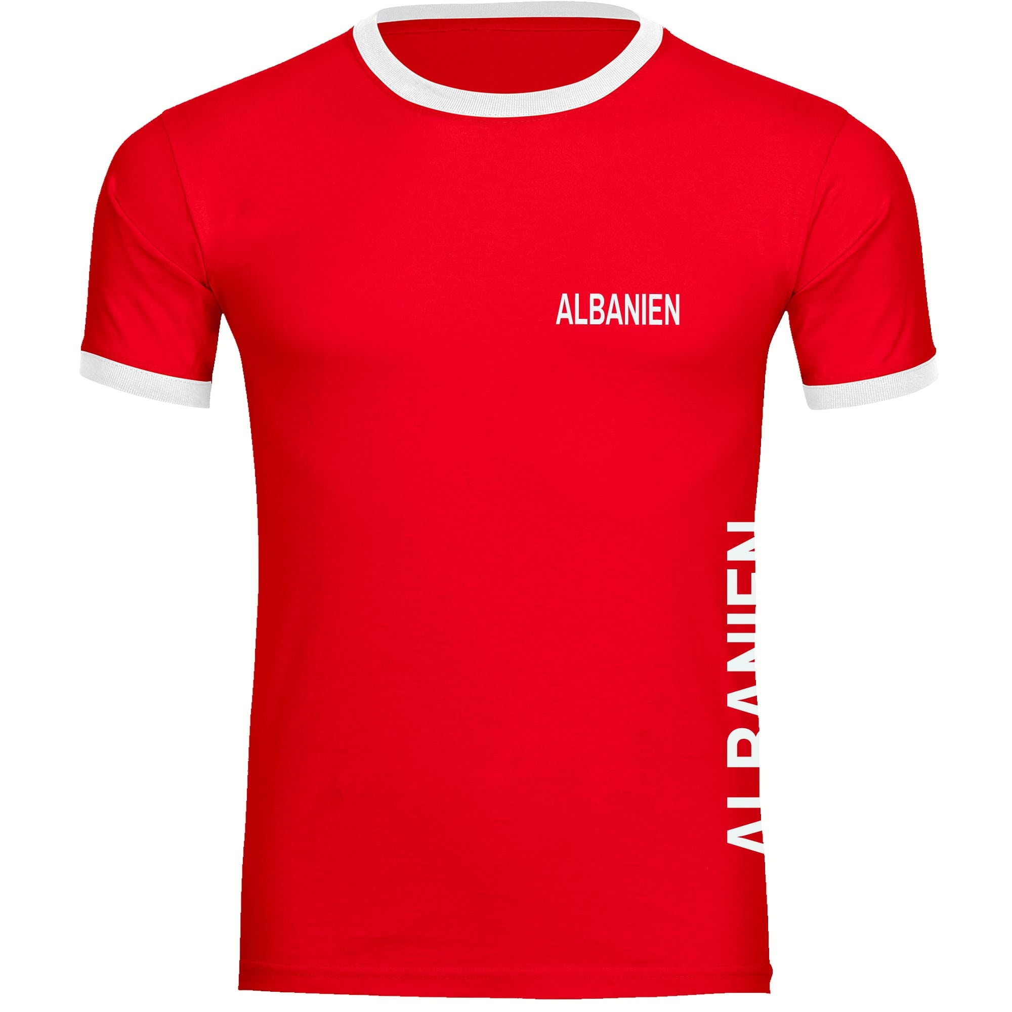 multifanshop Kontrast T-Shirt - Albanien - Brust & Seite - Druck wei&szlig; - M&auml;nner 