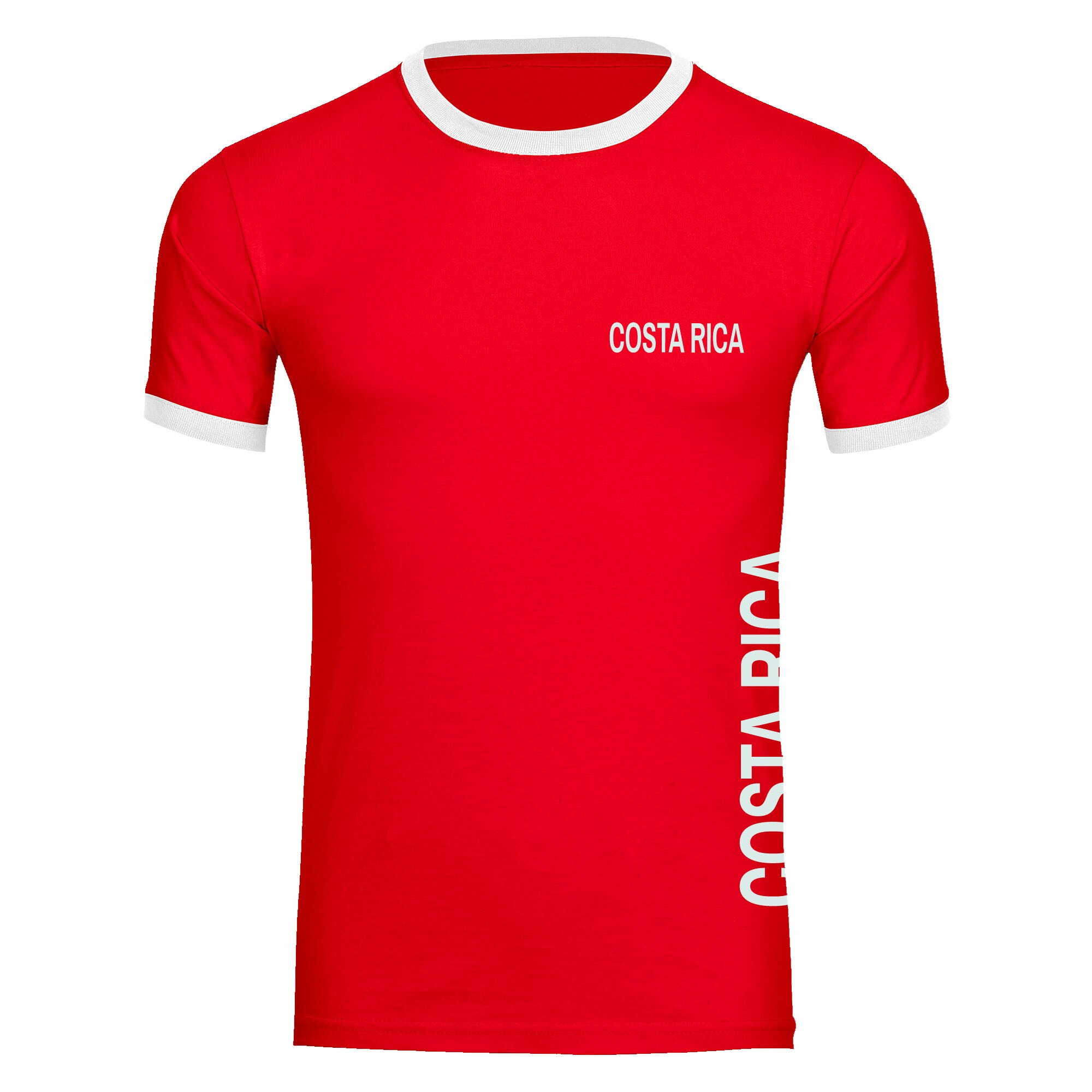 multifanshop Kontrast T-Shirt - Costa Rica - Brust & Seite - Druck wei&szlig; - M&auml;nner 