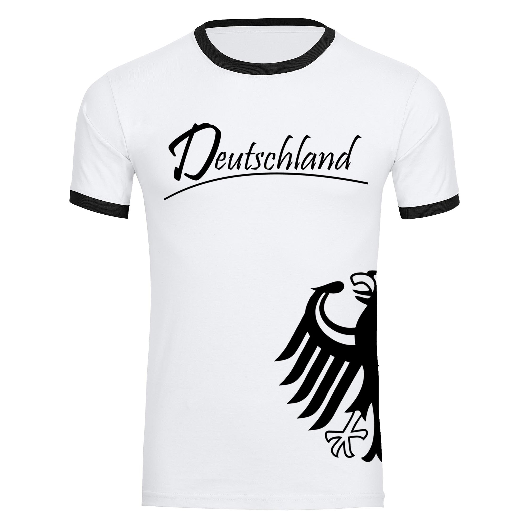 multifanshop Kontrast T-Shirt - Deutschland - Adler seitlich - Druck schwarz - M&auml;nner 