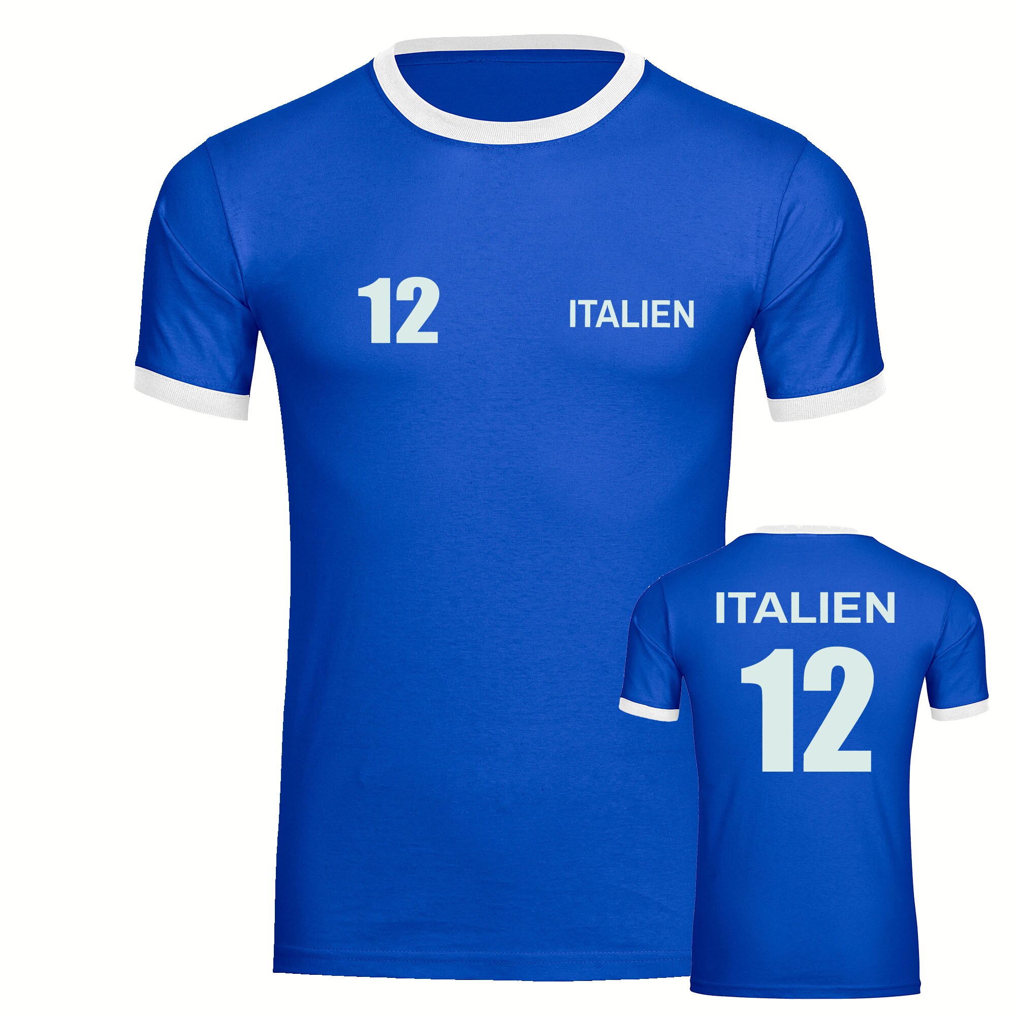 multifanshop Kontrast T-Shirt - Italien - Trikot Nummer 12 - Druck wei&szlig; - M&auml;nner 