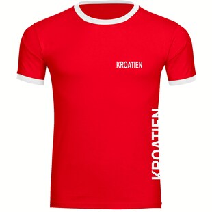 multifanshop Kontrast T-Shirt - Kroatien - Brust & Seite - Druck weiß - Männer 