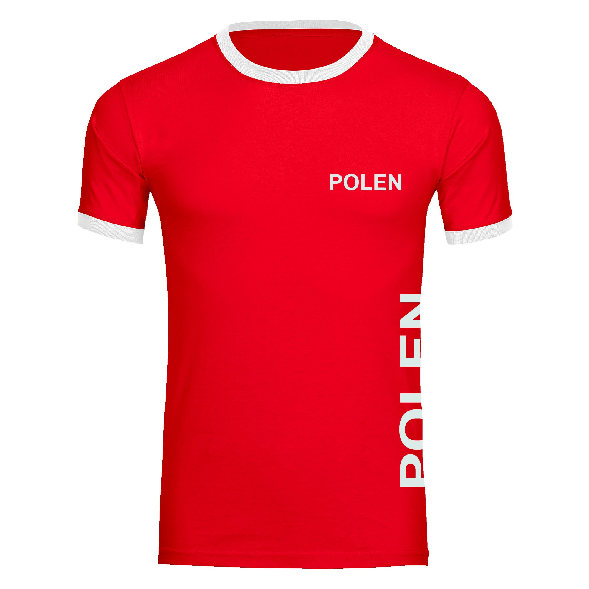 multifanshop Kontrast T-Shirt - Polen - Brust & Seite - Druck wei&szlig; - M&auml;nner 
