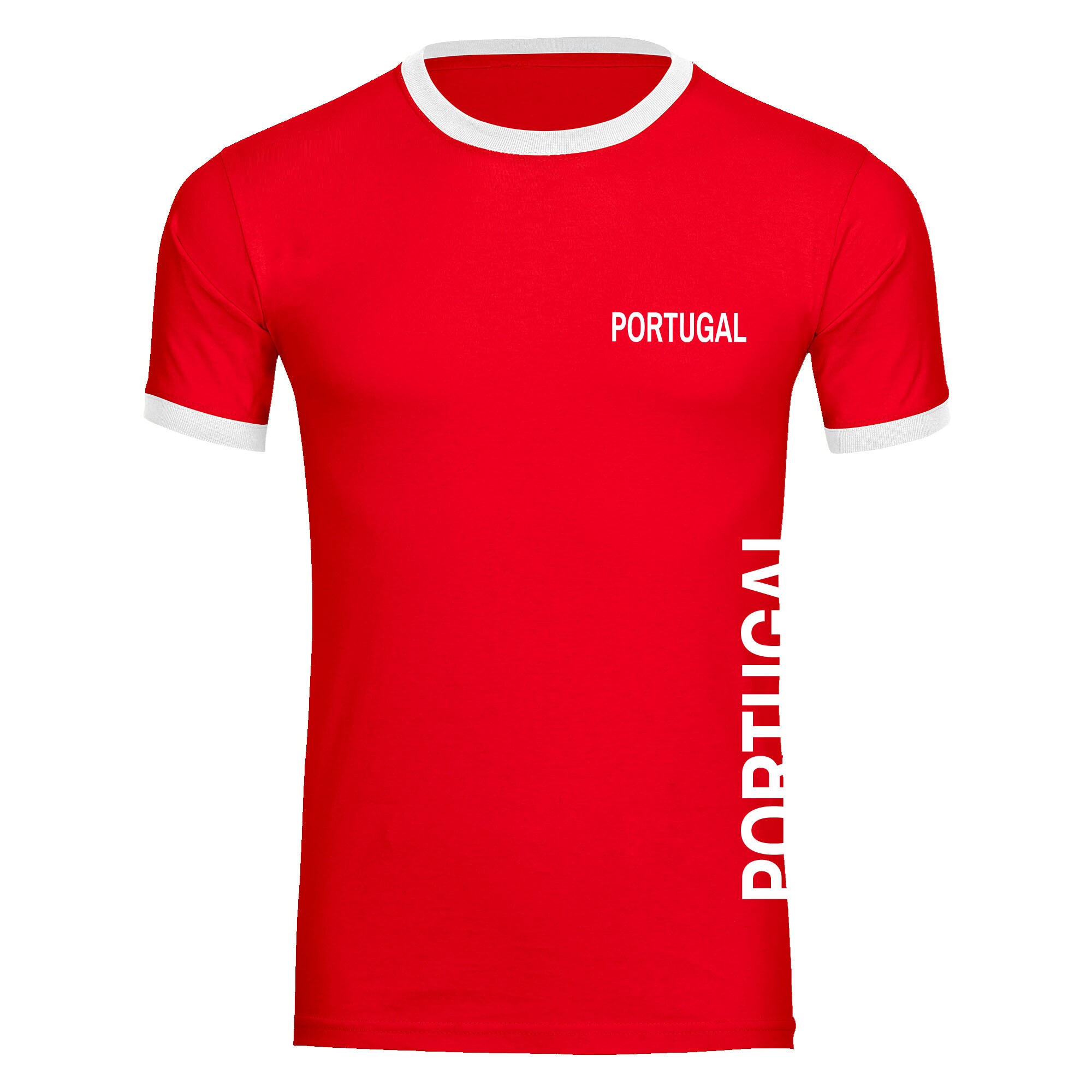 multifanshop Kontrast T-Shirt - Portugal - Brust & Seite - Druck wei&szlig; - M&auml;nner 