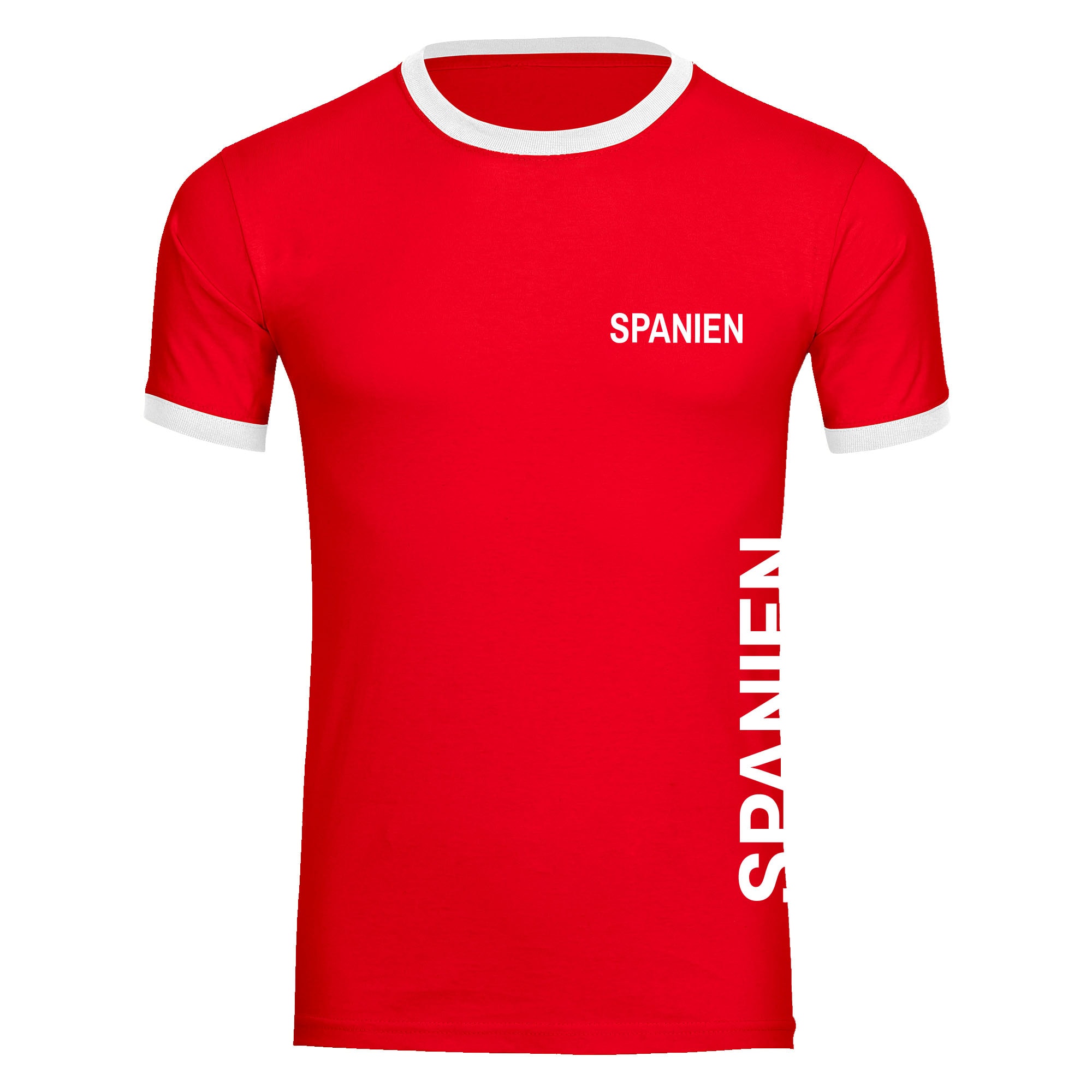 multifanshop Kontrast T-Shirt - Spanien - Brust & Seite - Druck wei&szlig; - M&auml;nner 