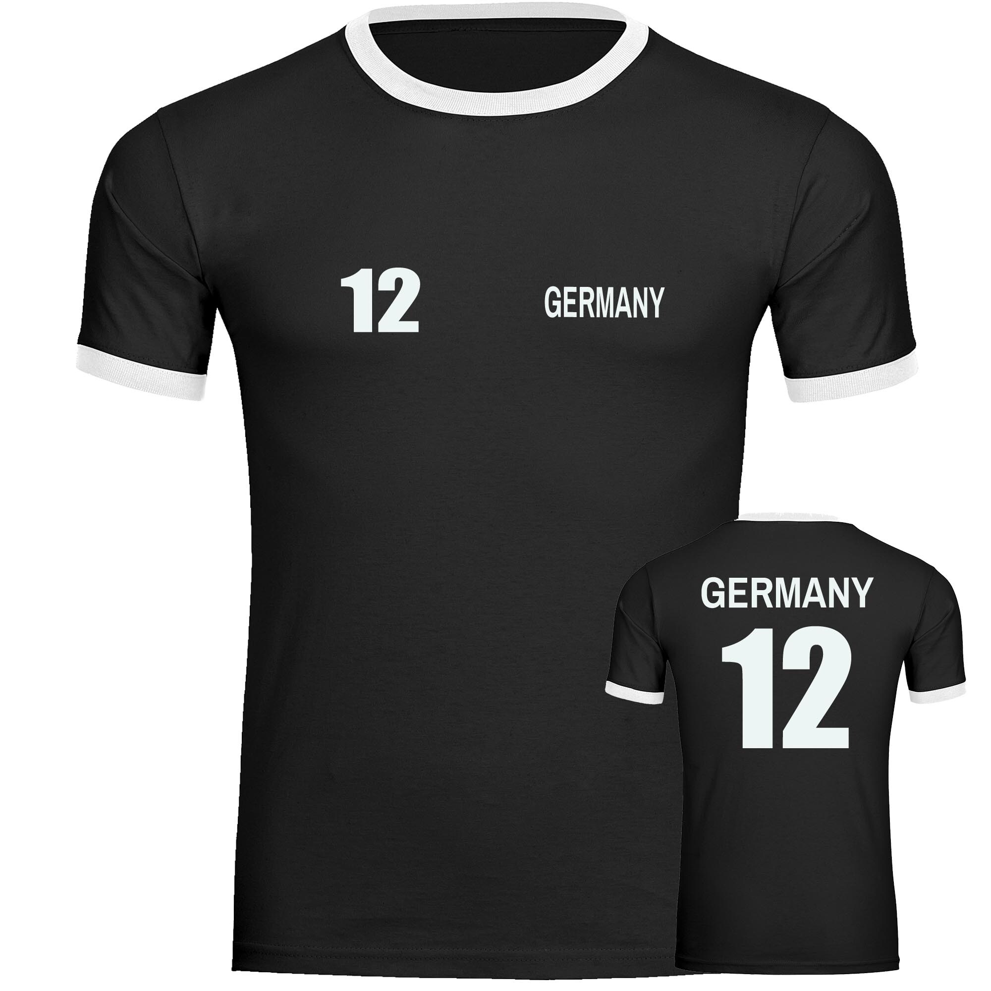 multifanshop Kontrast T-Shirt - Germany - Trikot Nummer 12 - Druck wei&szlig; - M&auml;nner 