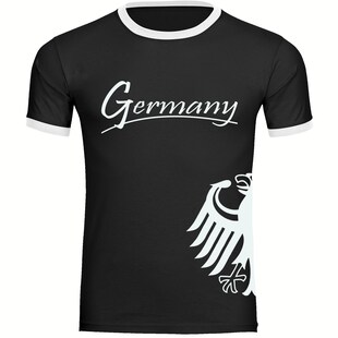 multifanshop Kontrast T-Shirt - Germany - Adler seitlich - Druck weiß - Männer 