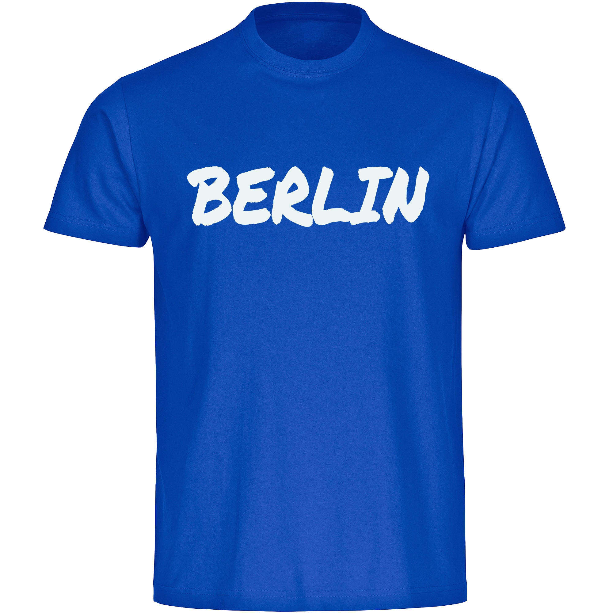 multifanshop Herren T-Shirt - Berlin blau - Textmarker - Druck wei&szlig; - M&auml;nner 