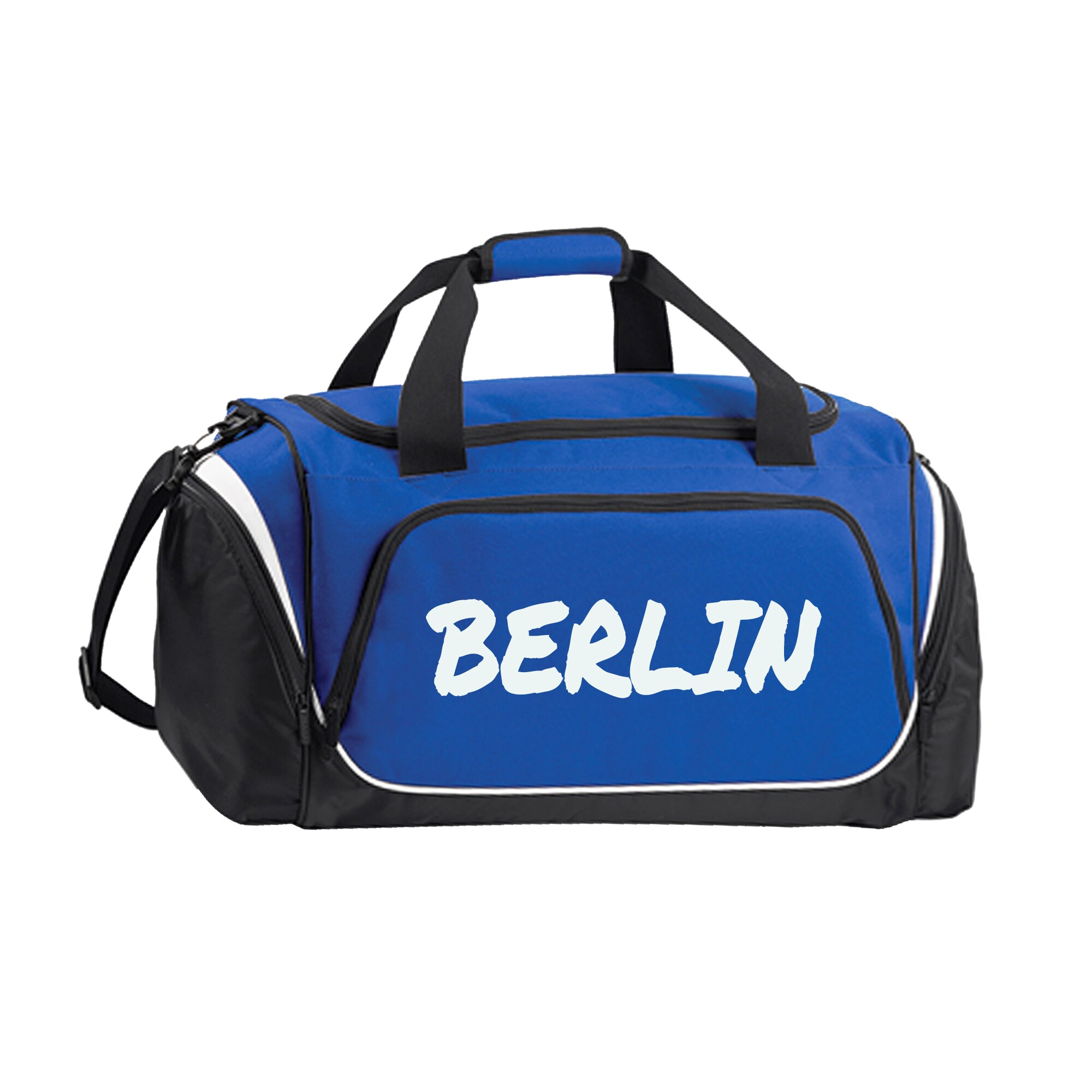 multifanshop Sporttasche - Berlin blau - Textmarker - Druck wei&szlig; - Tasche 