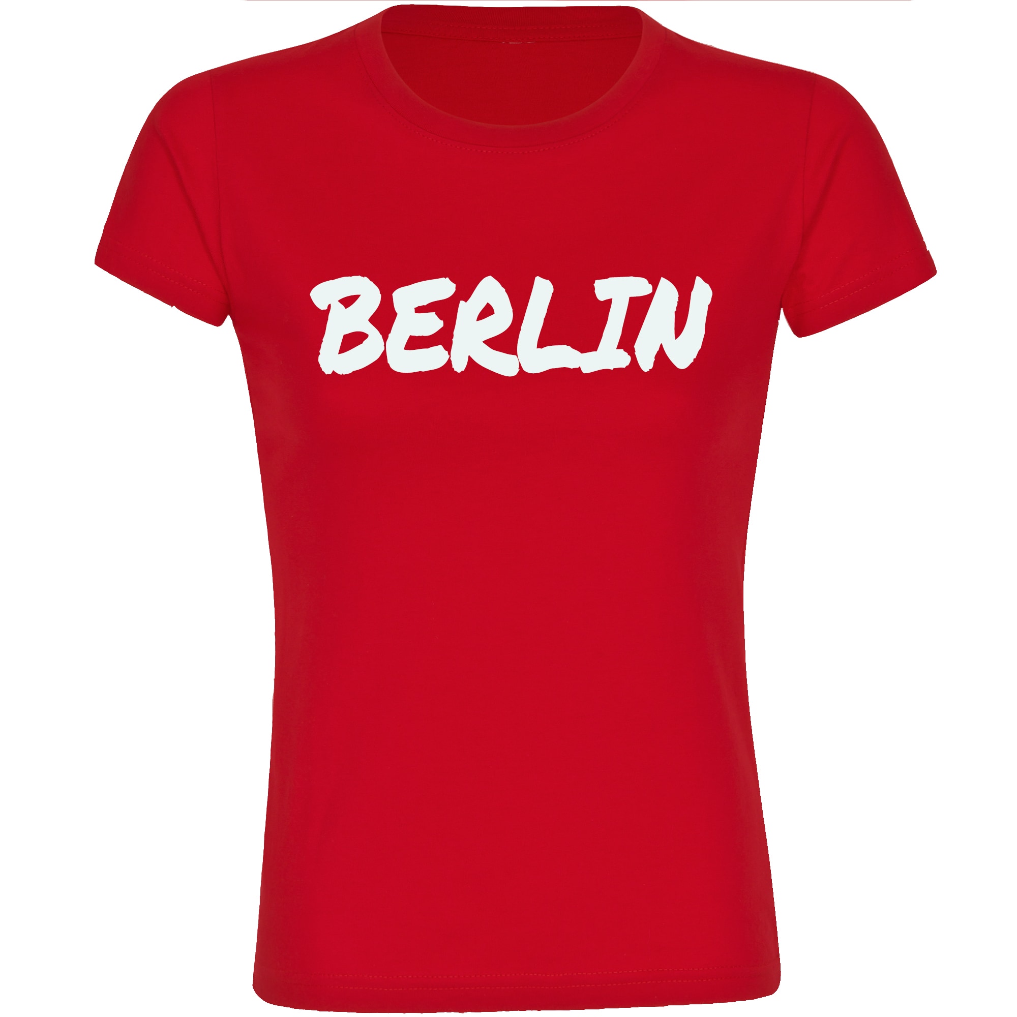 multifanshop Damen T-Shirt - Berlin rot - Textmarker - Druck wei&szlig; - Frauen 