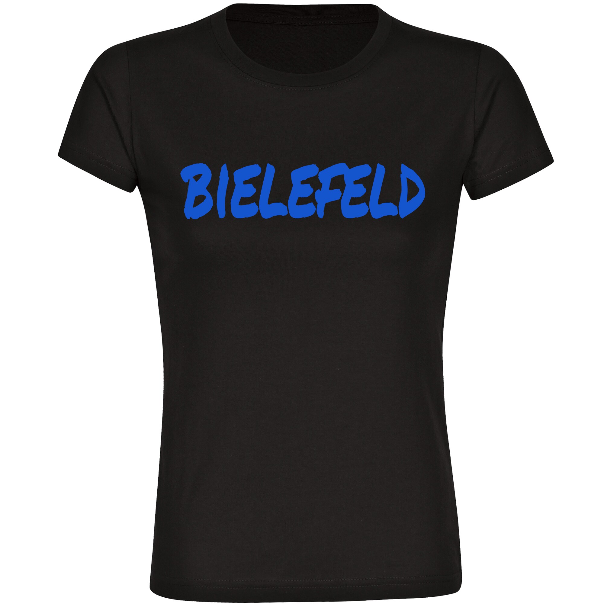 multifanshop Damen T-Shirt - Bielefeld - Textmarker - Druck blau - Frauen 
