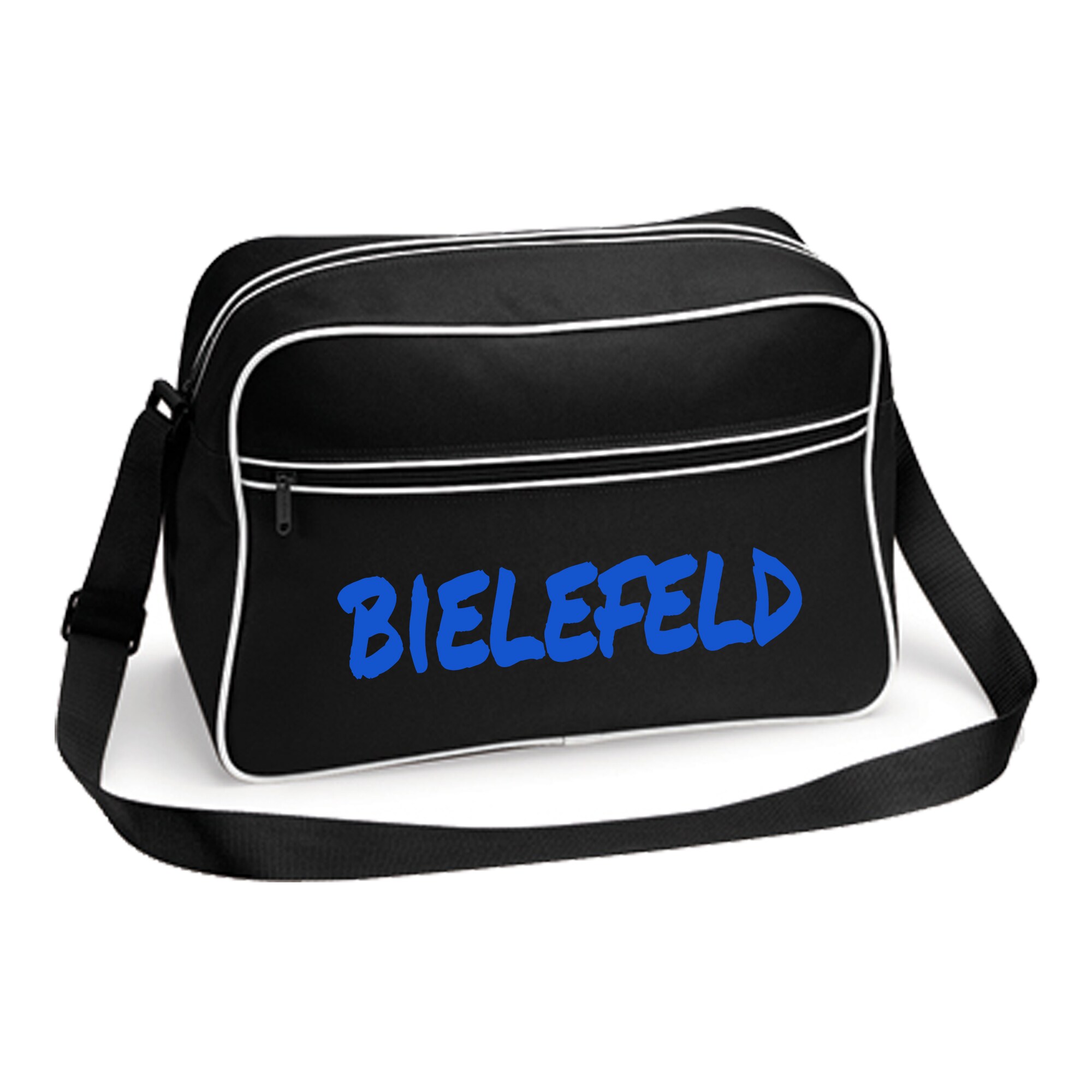 multifanshop Retrotasche - Bielefeld - Textmarker - Druck blau - Tasche 