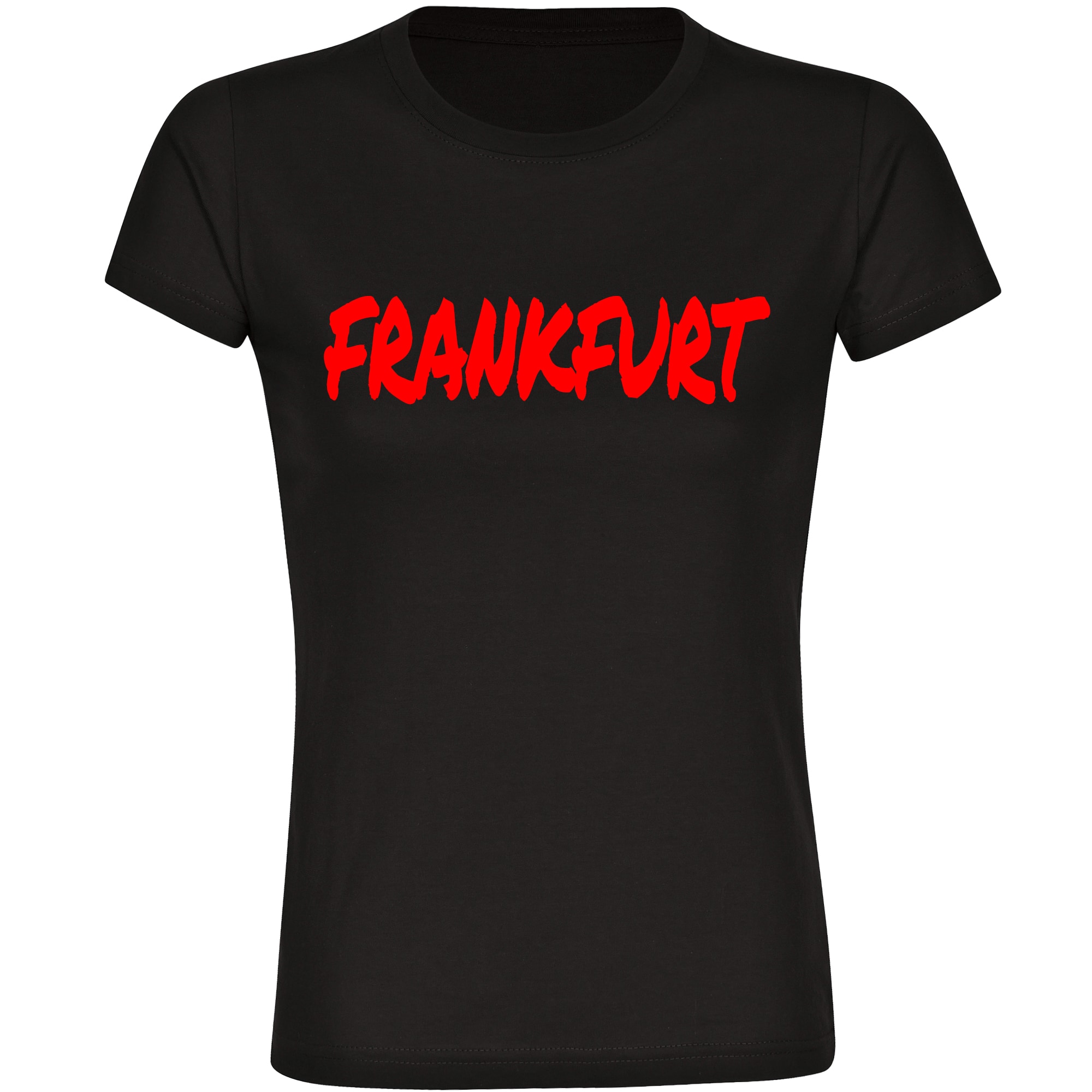multifanshop Damen T-Shirt - Frankfurt - Textmarker - Druck rot - Frauen 