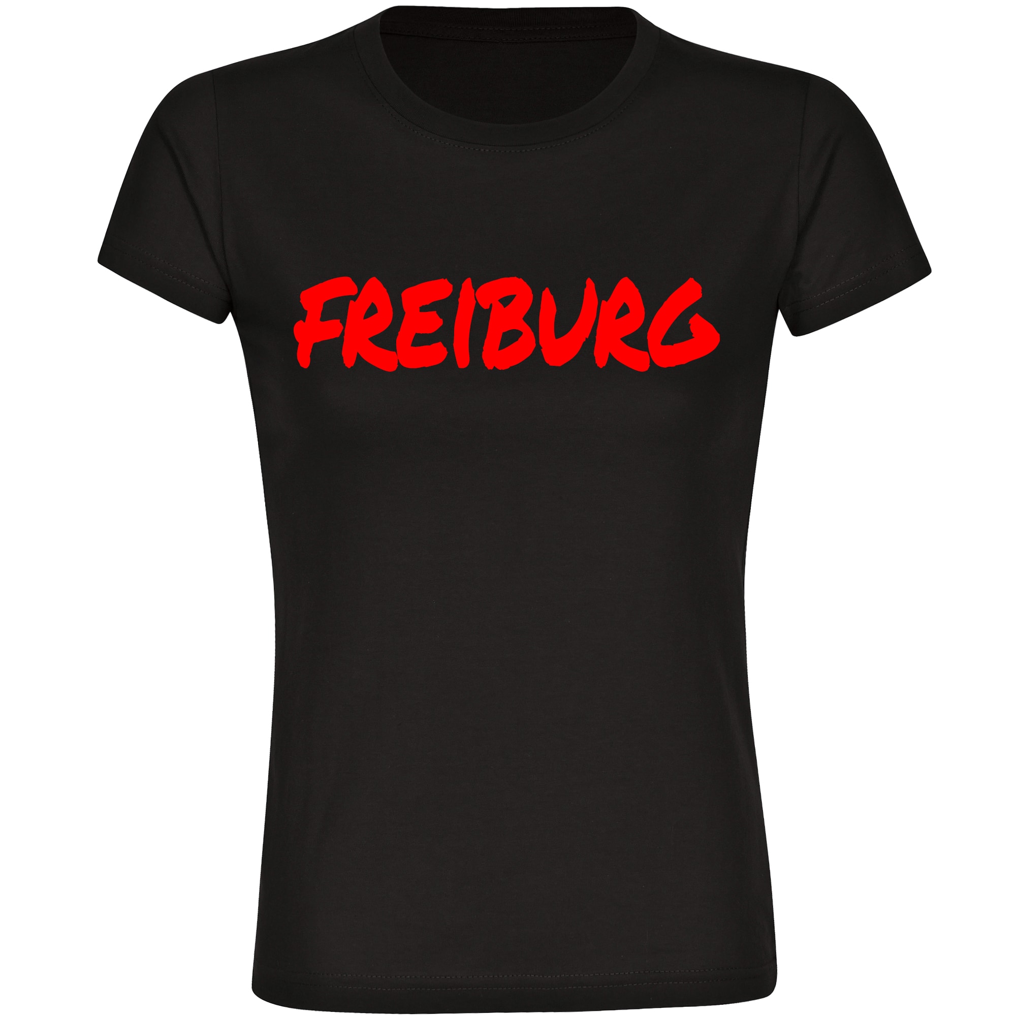multifanshop Damen T-Shirt - Freiburg - Textmarker - Druck rot - Frauen 