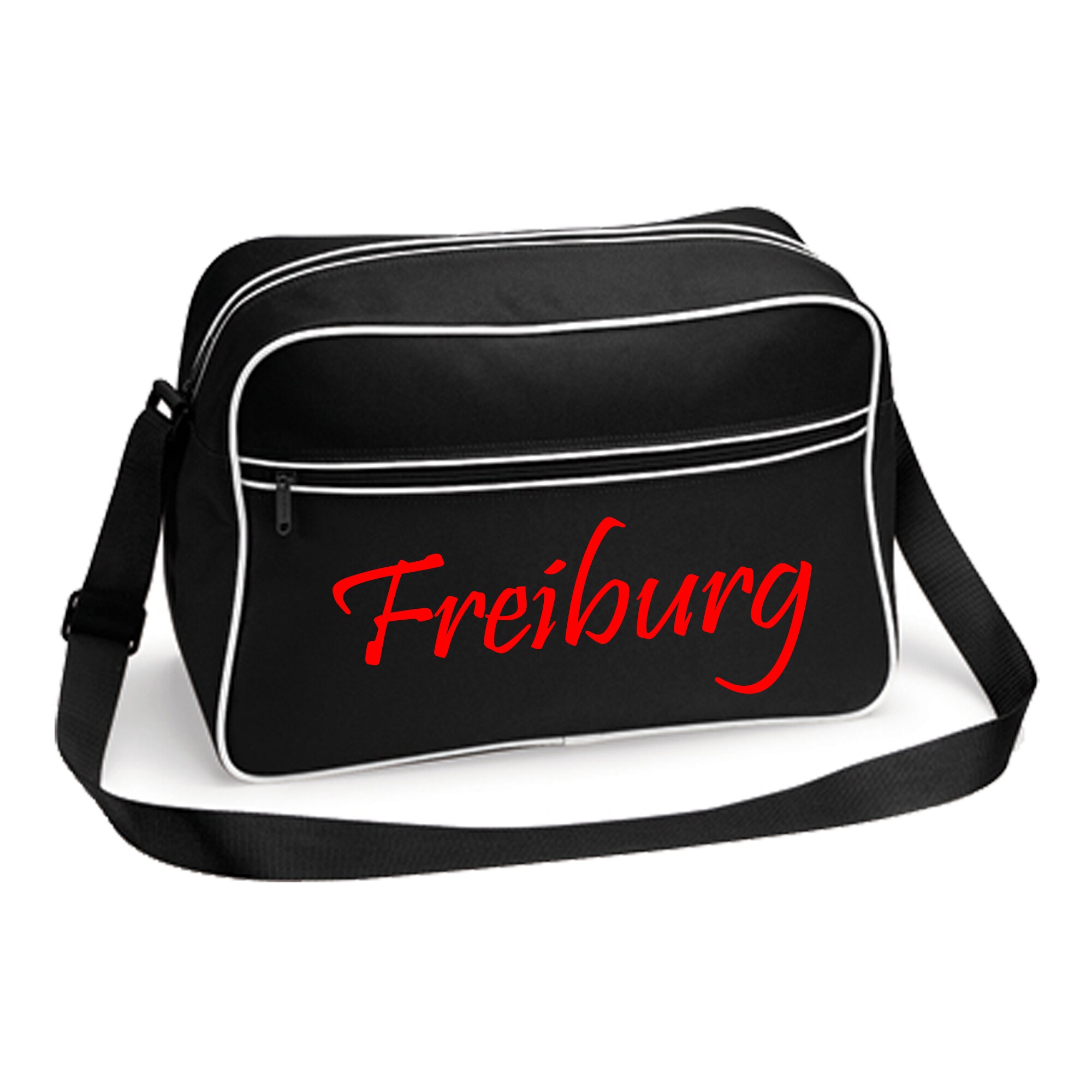 multifanshop Retrotasche - Freiburg - Schriftzug - Druck rot - Tasche 