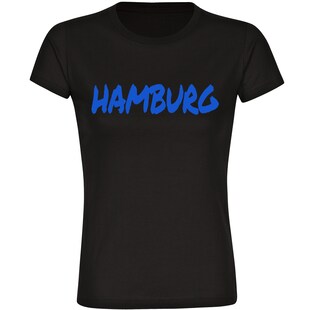 multifanshop Damen T-Shirt - Hamburg - Textmarker - Druck blau - Frauen 