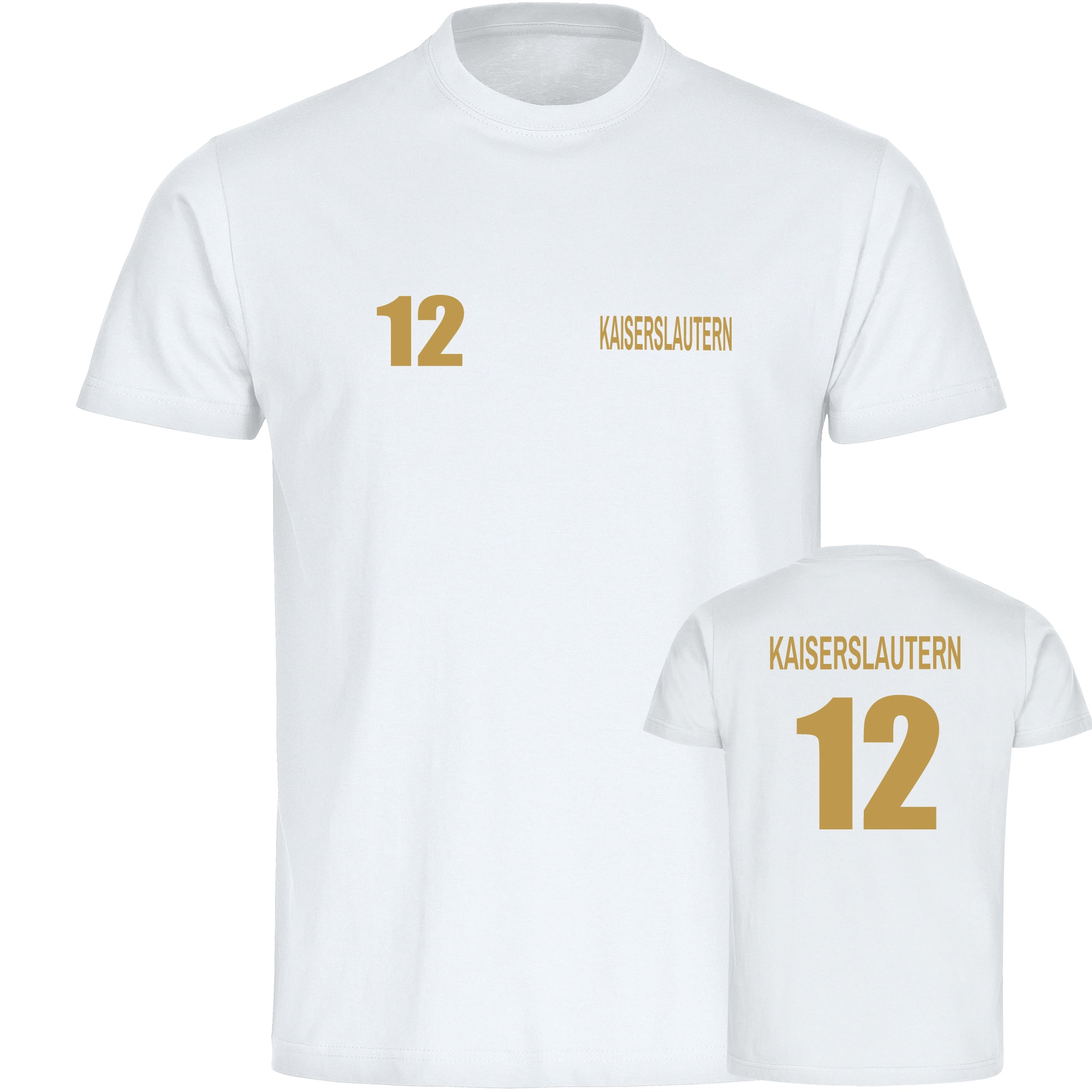 multifanshop Kinder T-Shirt - Kaiserslautern - Trikot Nummer 12 gold - Druck gold metallic - Kind 