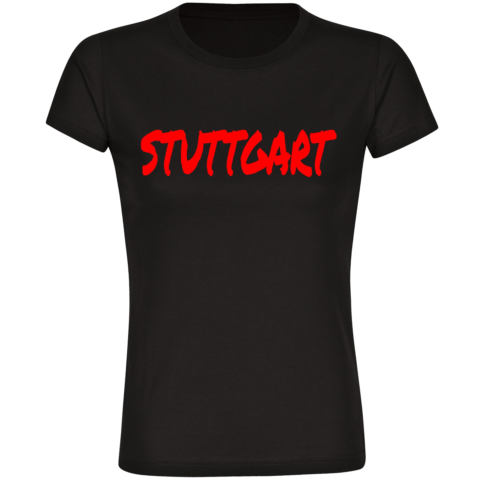 multifanshop Damen T-Shirt - Stuttgart - Textmarker - Druck rot - Frauen 