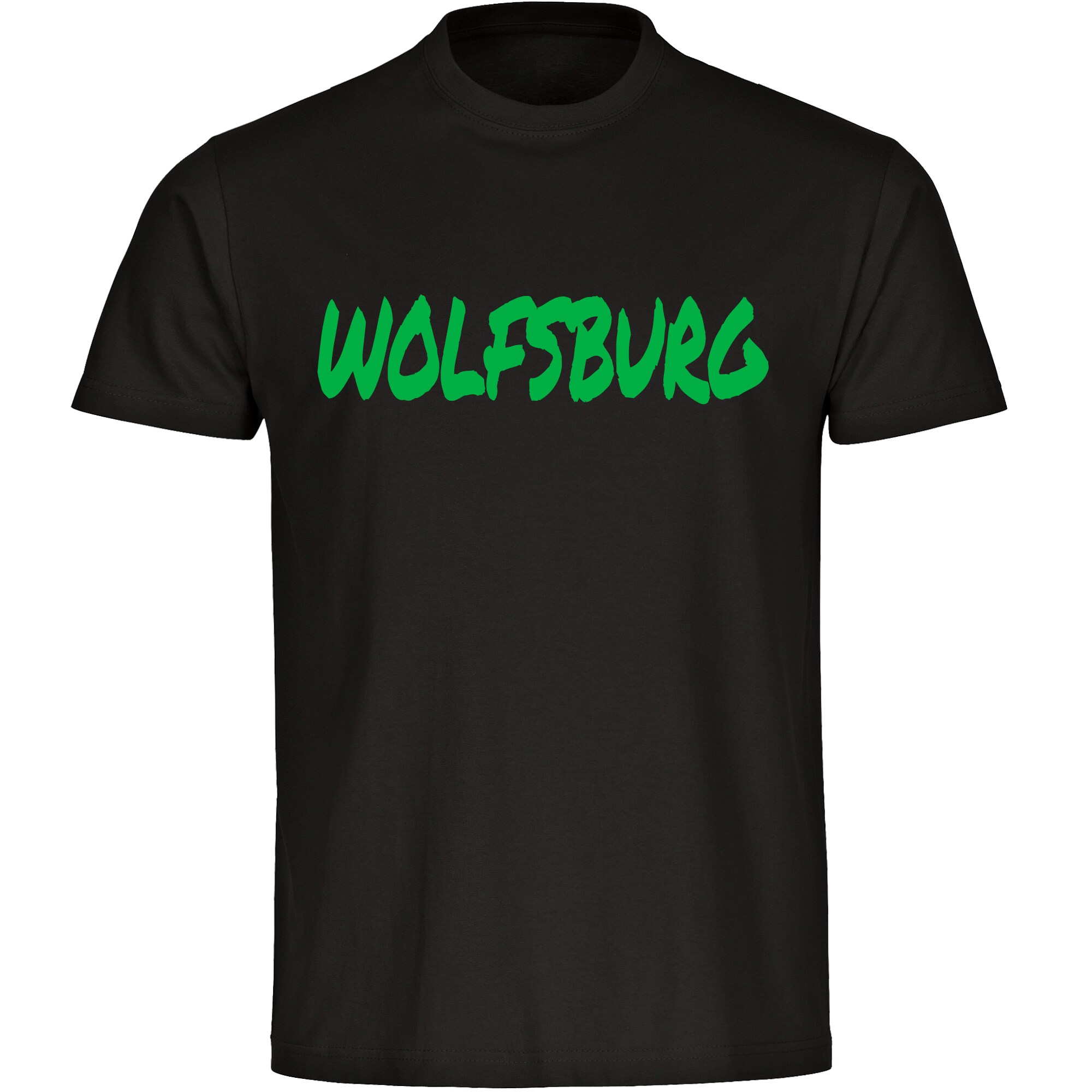 multifanshop Herren T-Shirt - Wolfsburg - Textmarker - Druck gr&uuml;n - M&auml;nner 