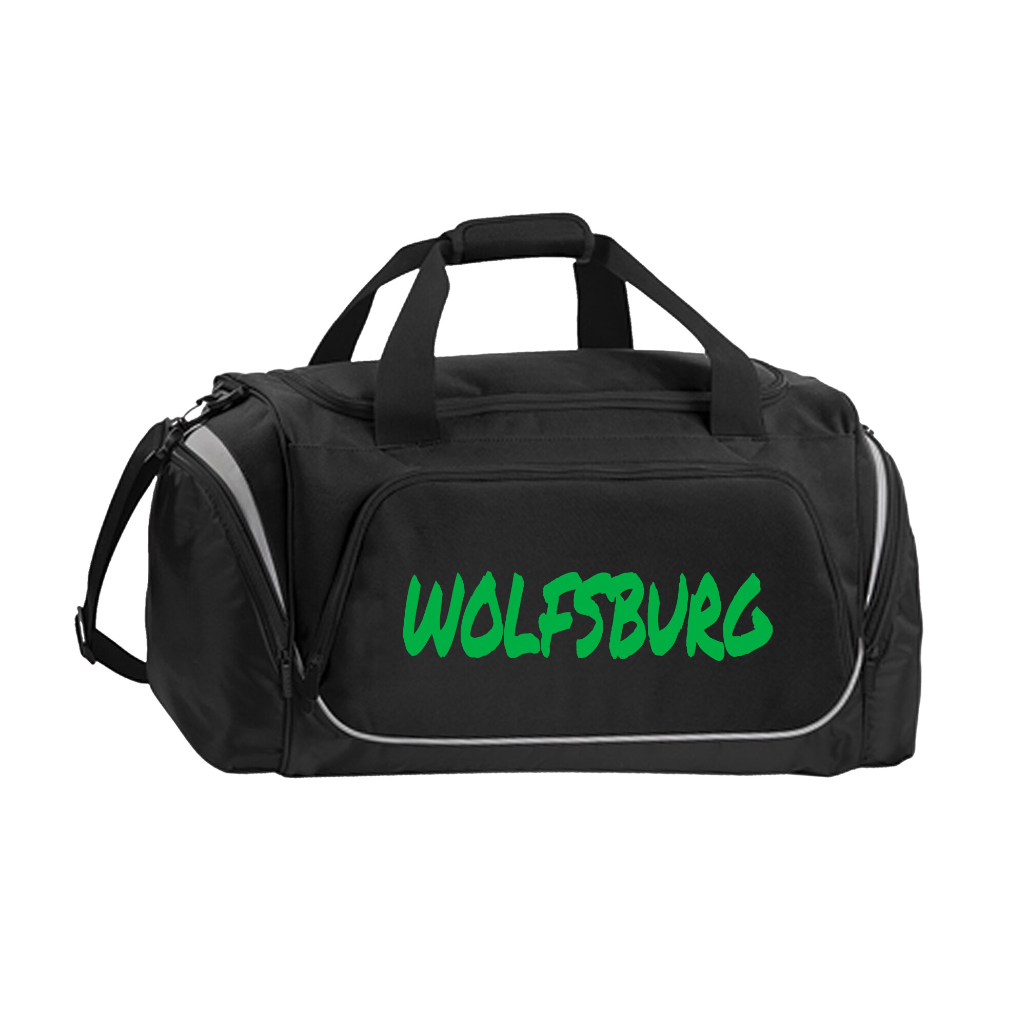 multifanshop Sporttasche - Wolfsburg - Textmarker - Druck gr&uuml;n - Tasche 