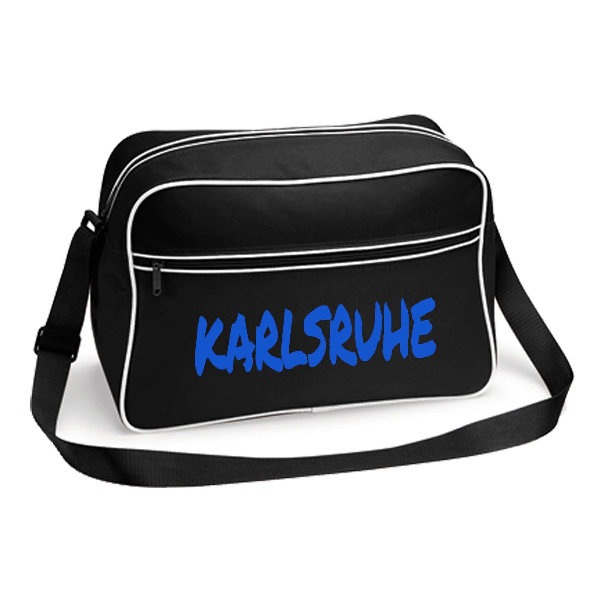 multifanshop Retrotasche - Karlsruhe - Textmarker - Druck blau - Tasche 