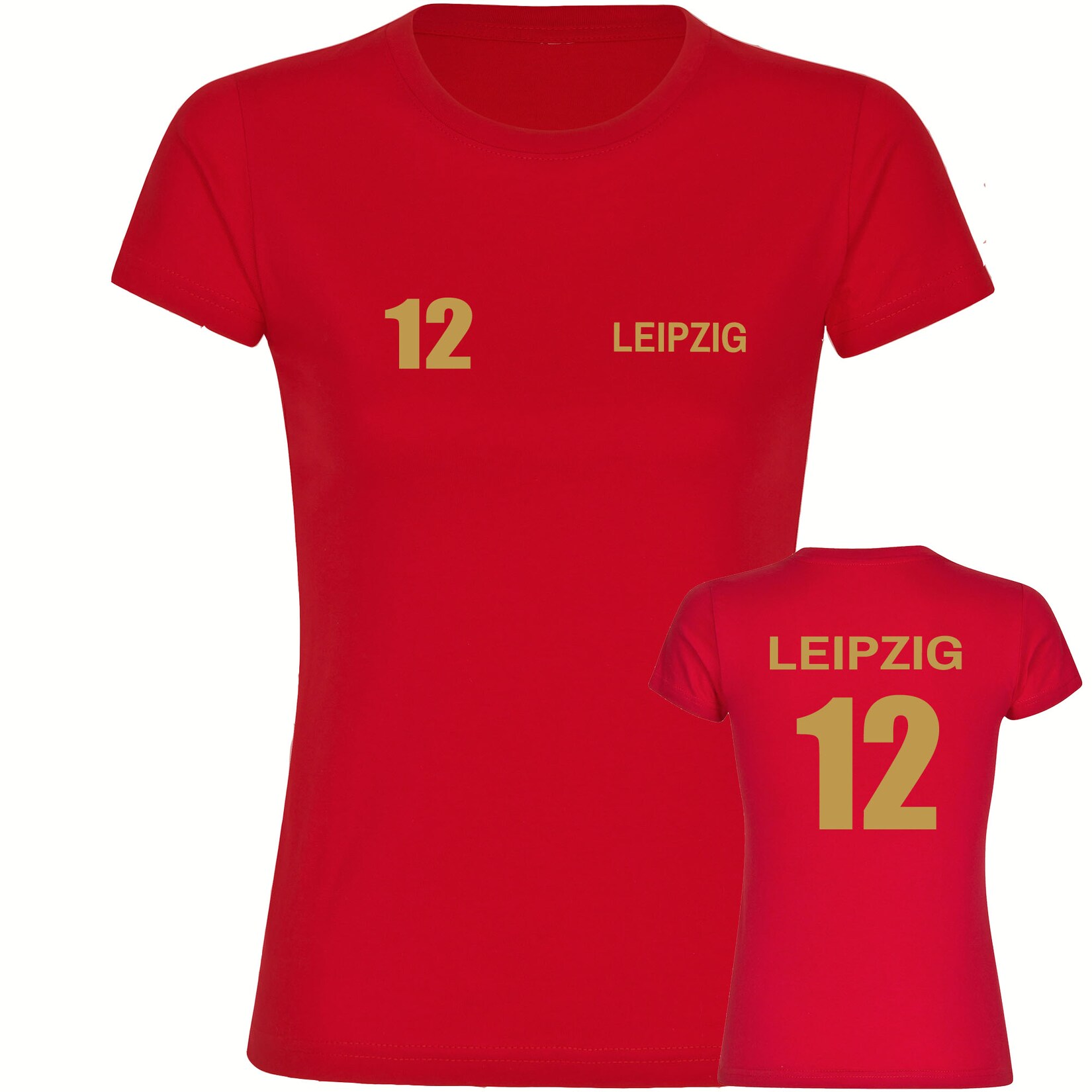 Damen T-Shirt - Leipzig - Trikot Nummer 12 gold - Druck gold metallic - Frauen