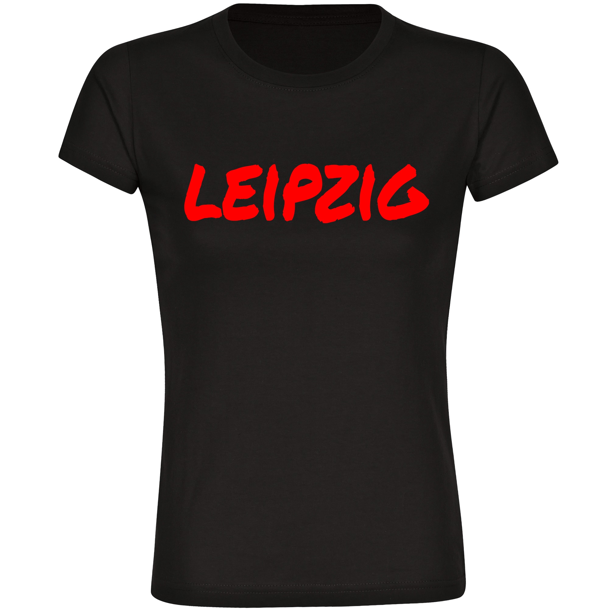 multifanshop Damen T-Shirt - Leipzig - Textmarker - Druck rot - Frauen 