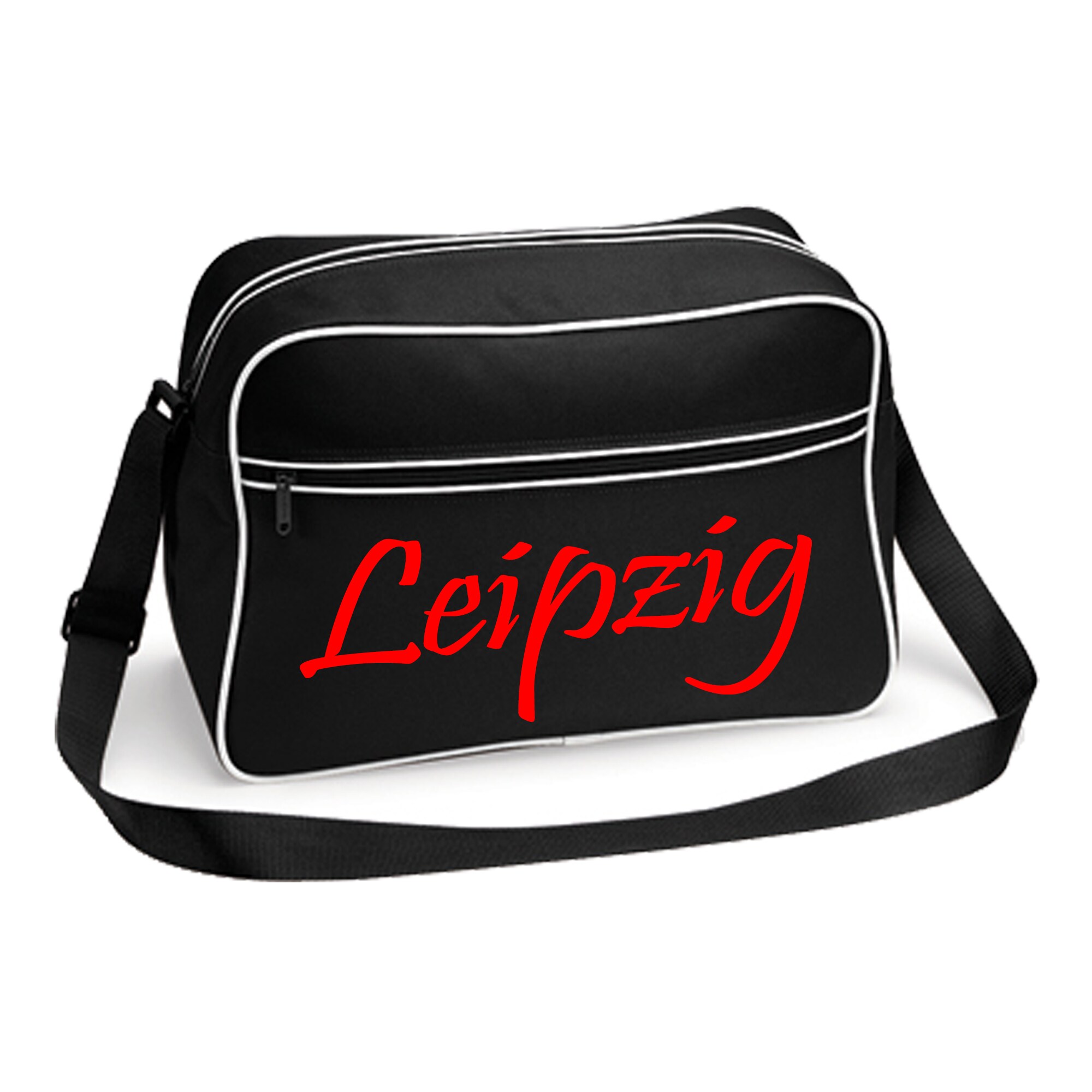 multifanshop Retrotasche - Leipzig - Schriftzug - Druck rot - Tasche 