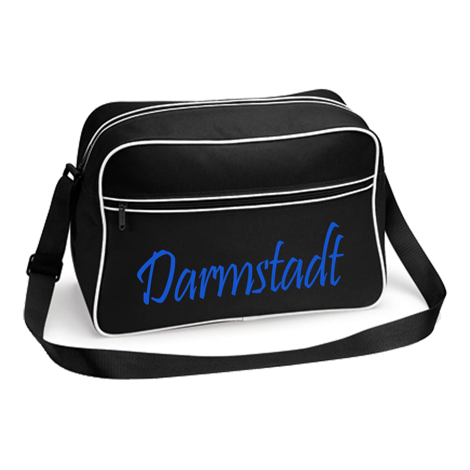 multifanshop Retrotasche - Darmstadt - Schriftzug - Druck blau - Tasche 