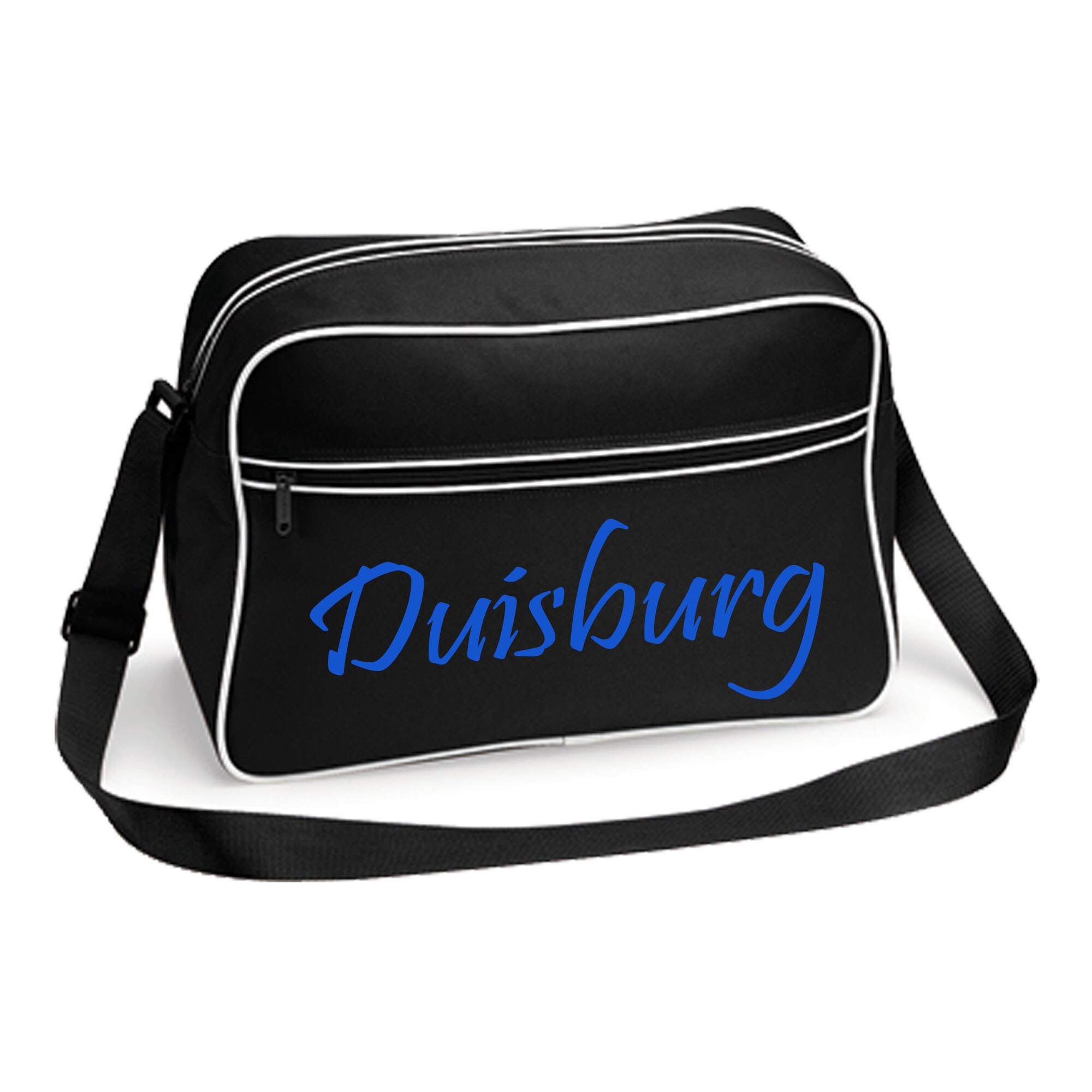 multifanshop Retrotasche - Duisburg - Schriftzug - Druck blau - Tasche 