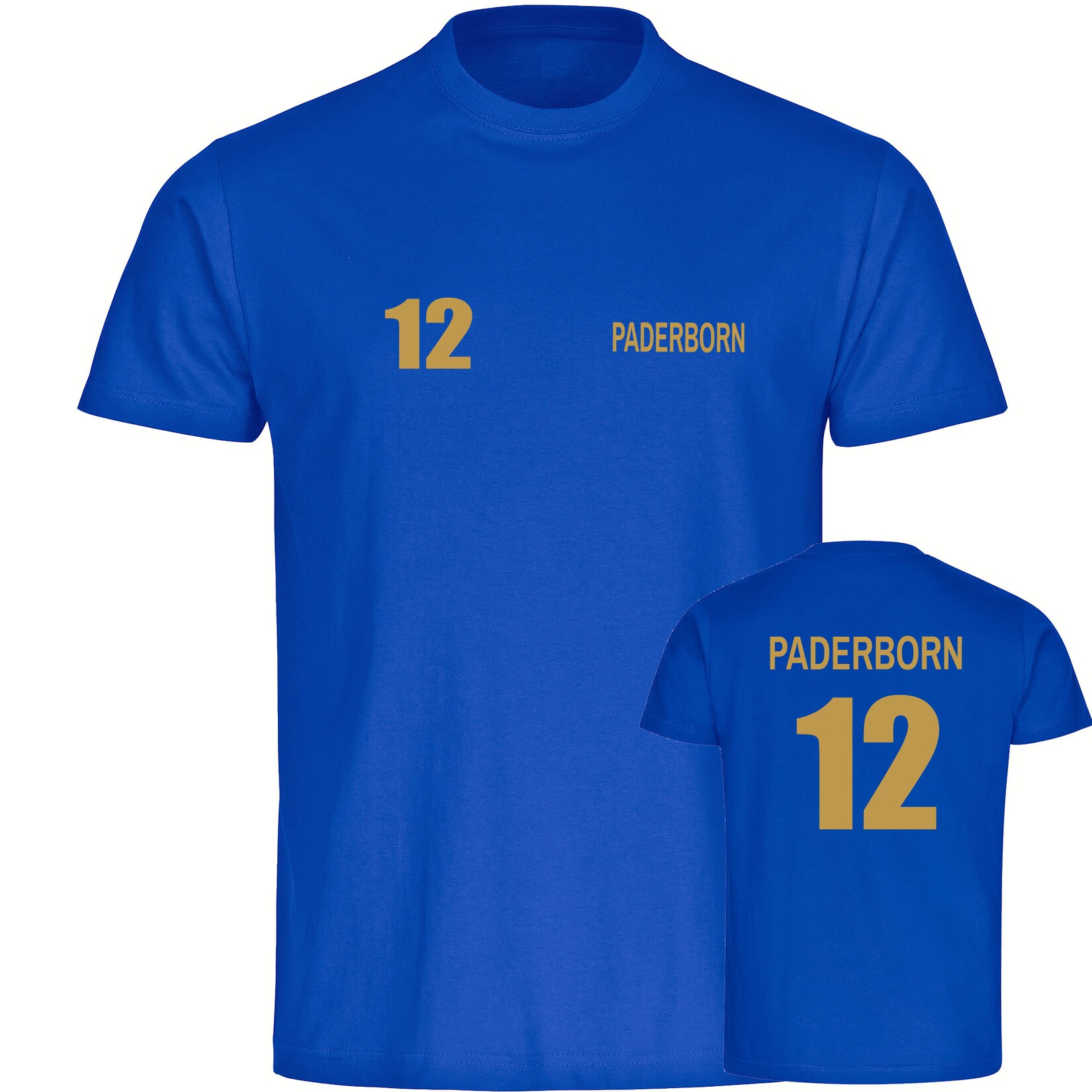 Herren T-Shirt - Paderborn - Trikot Nummer 12 gold - Druck gold metallic - Männer