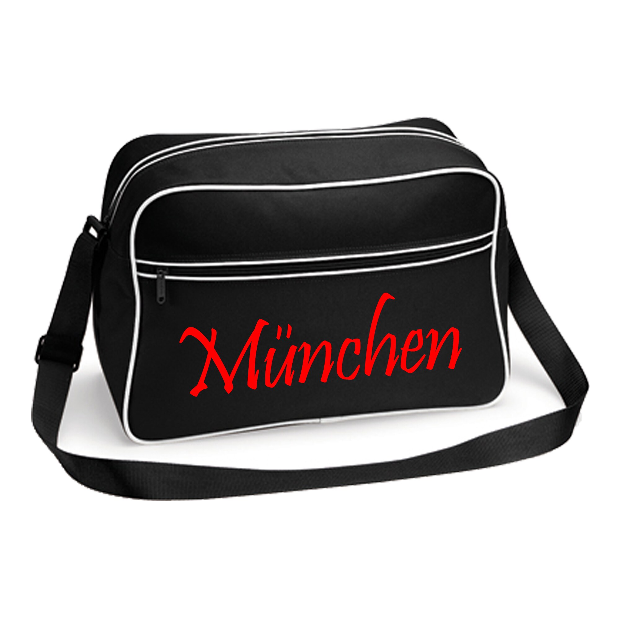 multifanshop Retrotasche - M&uuml;nchen rot - Schriftzug - Druck rot - Tasche 