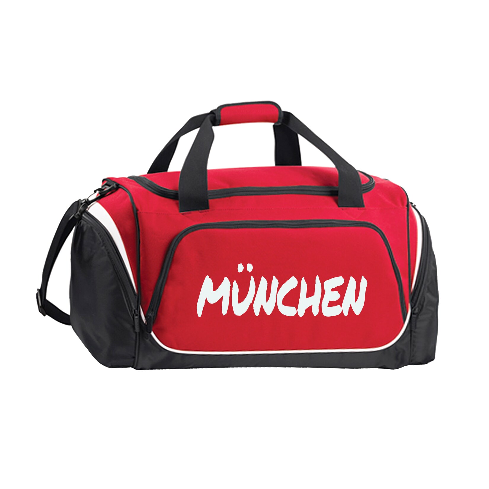 Sporttasche - München rot - Textmarker - Druck weiß - Tasche