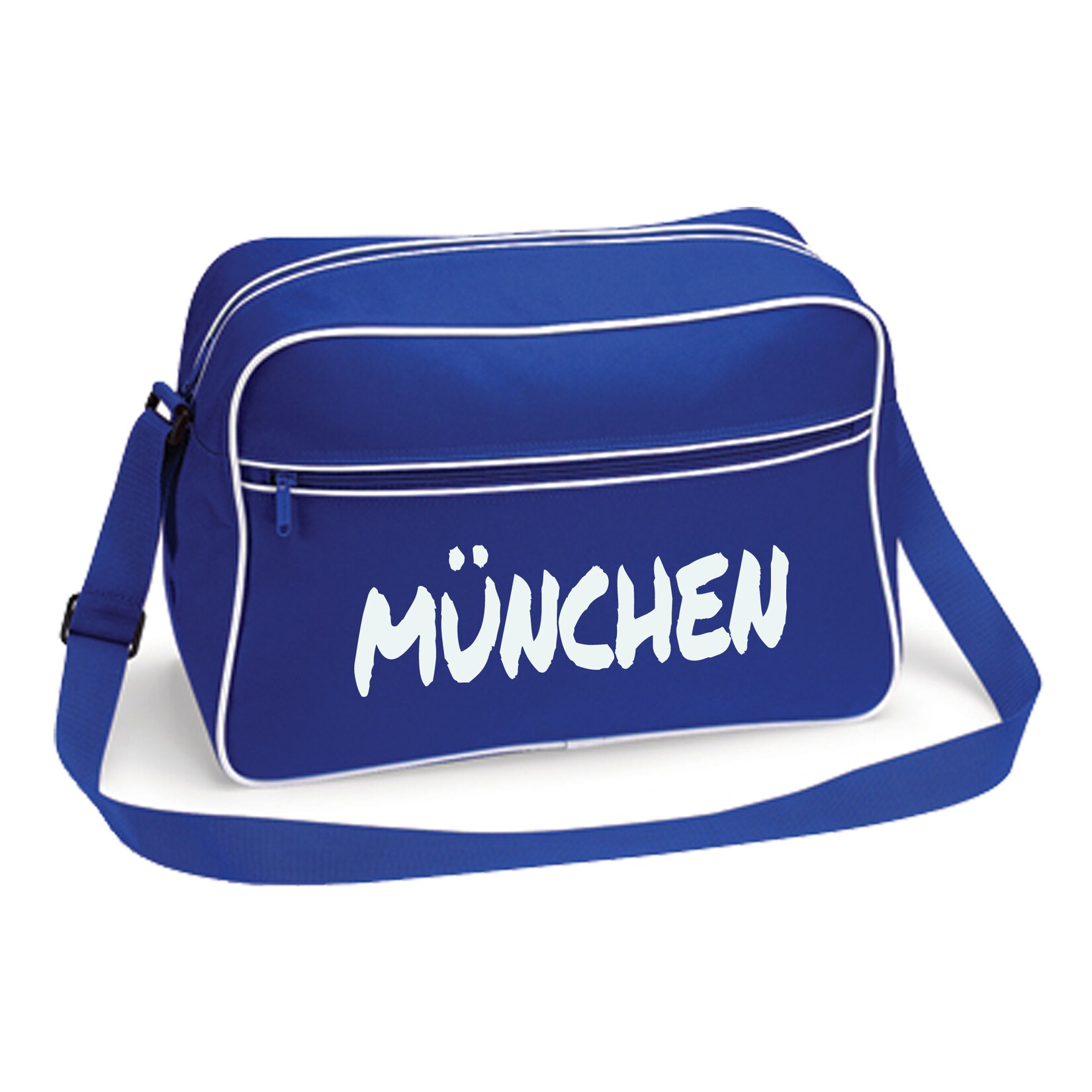 Retrotasche - München blau - Textmarker - Druck weiß - Tasche