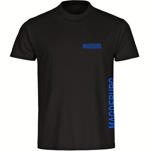 multifanshop Herren T-Shirt - Magdeburg - Brust & Seite - Druck blau - Männer 
