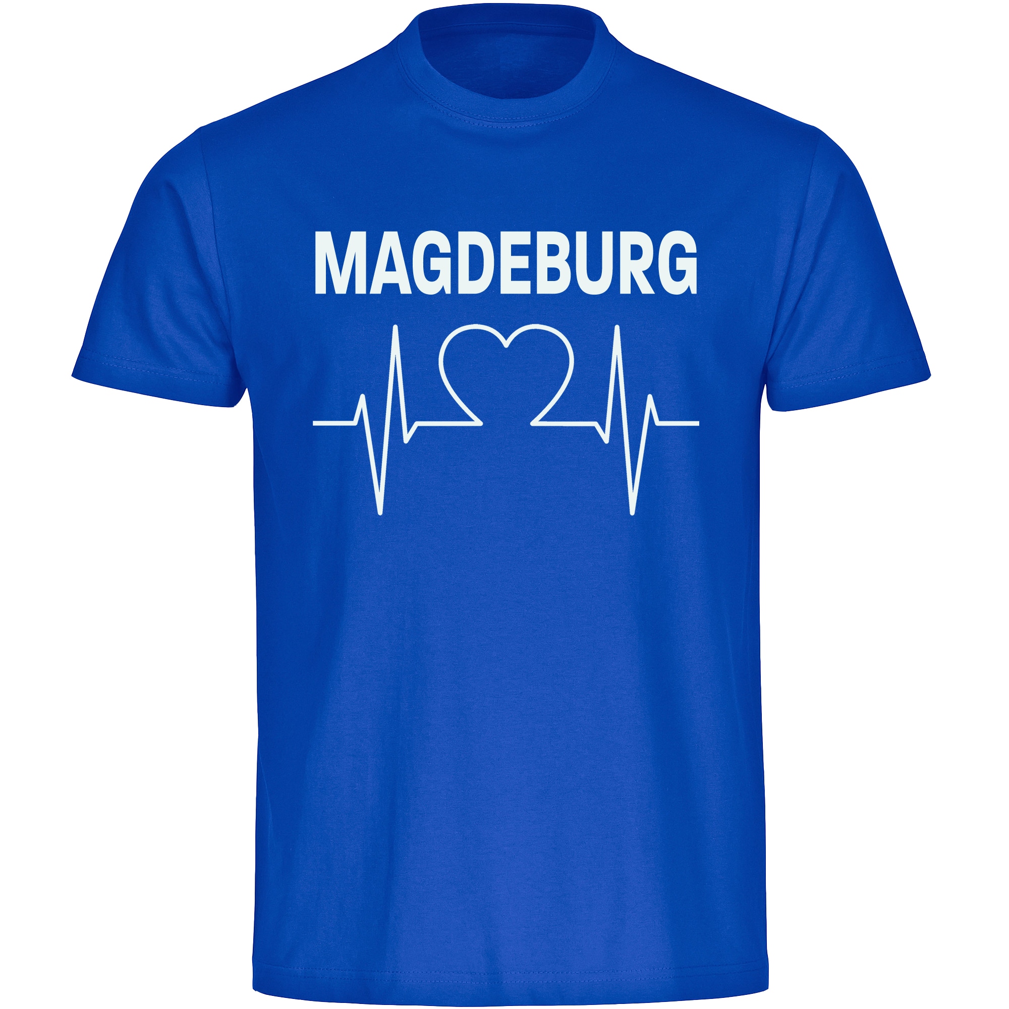 multifanshop Herren T-Shirt - Magdeburg - Herzschlag - Druck wei&szlig; - M&auml;nner 